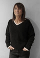 SUSY MIX Maglia Donna Scollo V Bordo Contrasto Lavorata a Coste ART. 5951