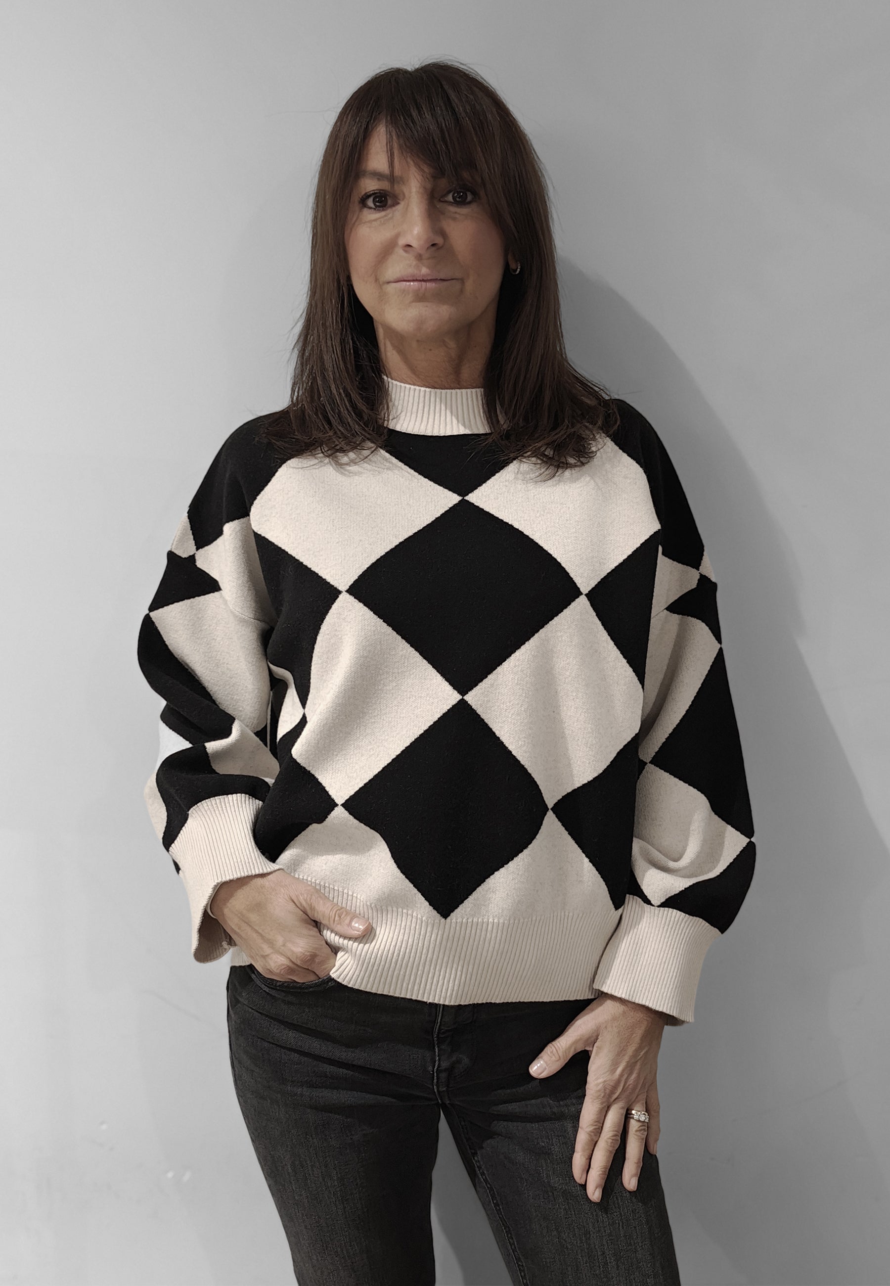 VICOLO Maglia Donna Lupetto Lavorazione a Rombi ART. 22229F