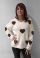 SUSY MIX Maglia Donna Scollo V Lavorazione Nuvola Morbida e Calda Applicazioni Cuori ART. M92159