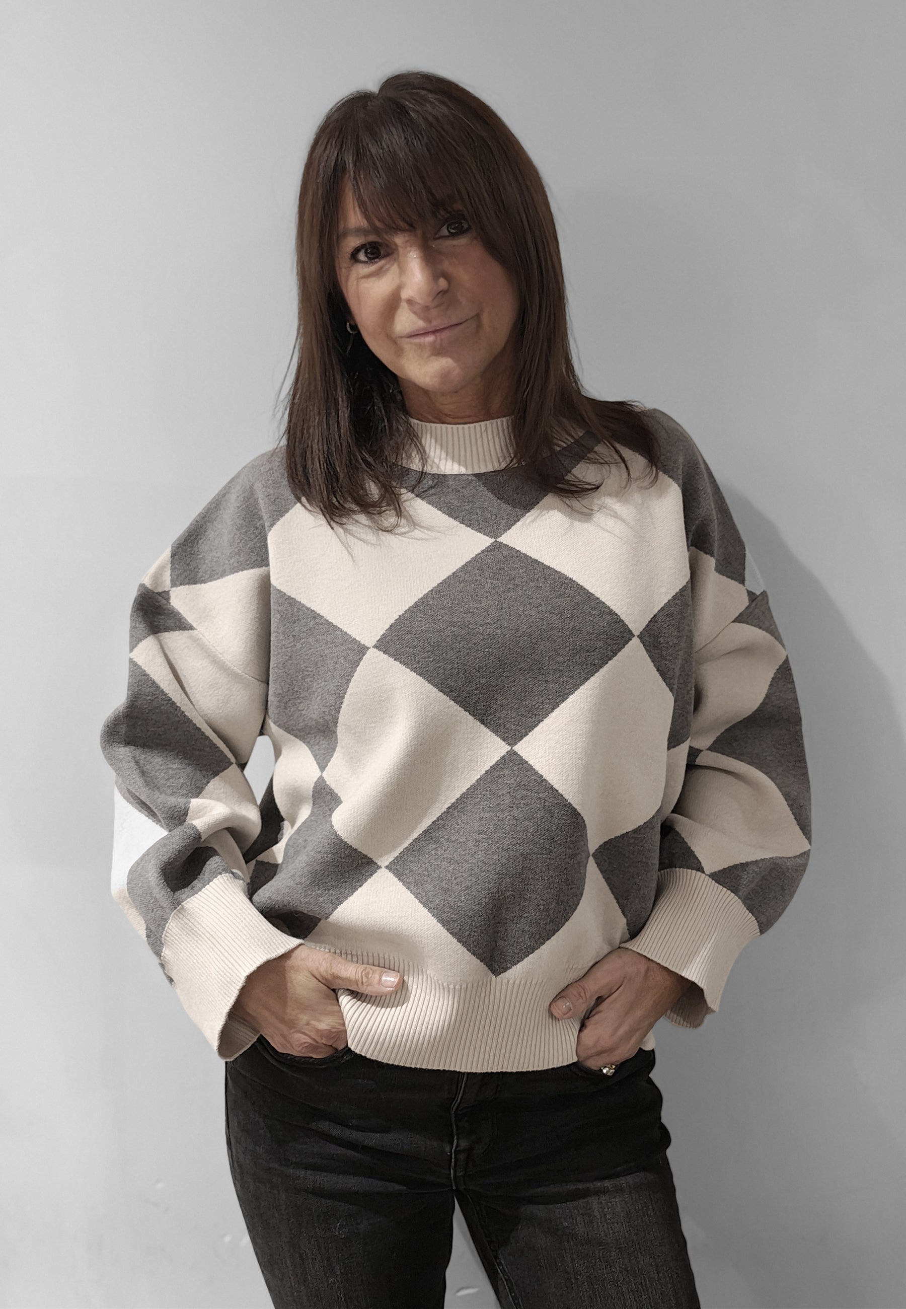 VICOLO Maglia Donna Lupetto Lavorazione a Rombi ART. 22229F