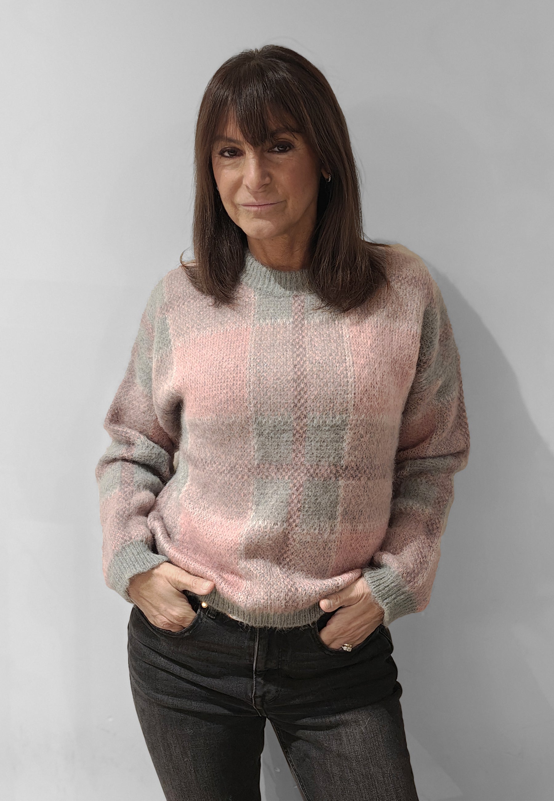 VICOLO Maglia Donna Morbida e Soffice Lavorazione Quadri ART. 55221F