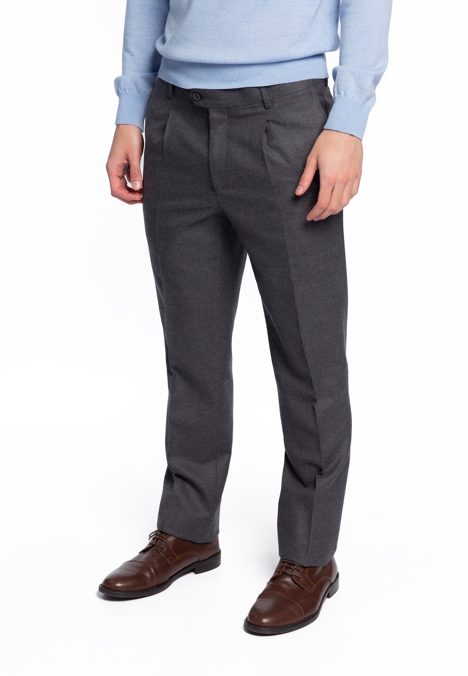 Pantalone Uomo in 100% Flanella di Lana IMAGINE