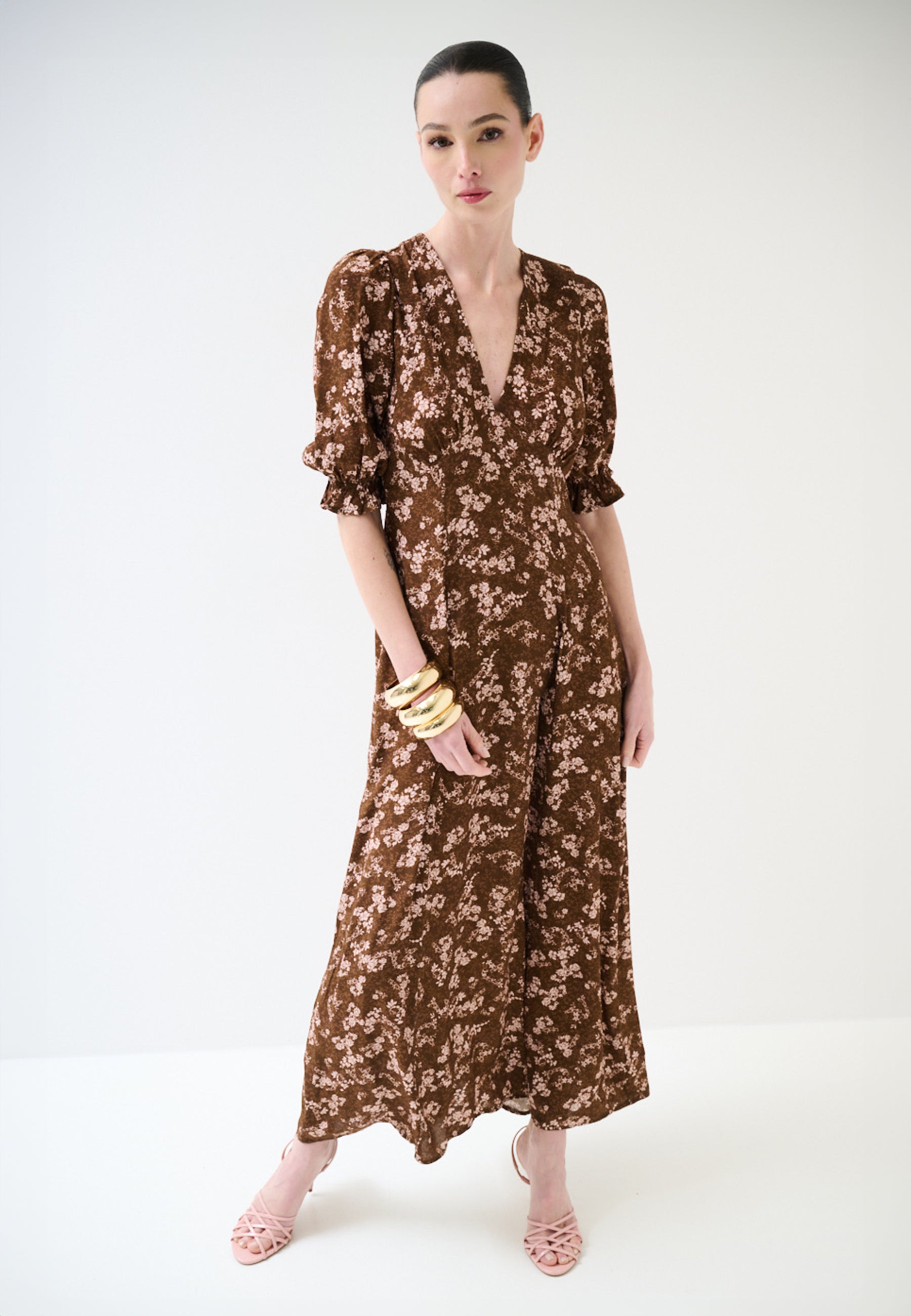 KIKISIX Abito Lungo Donna Mezza Manica Viscosa Estiva KXAB2565