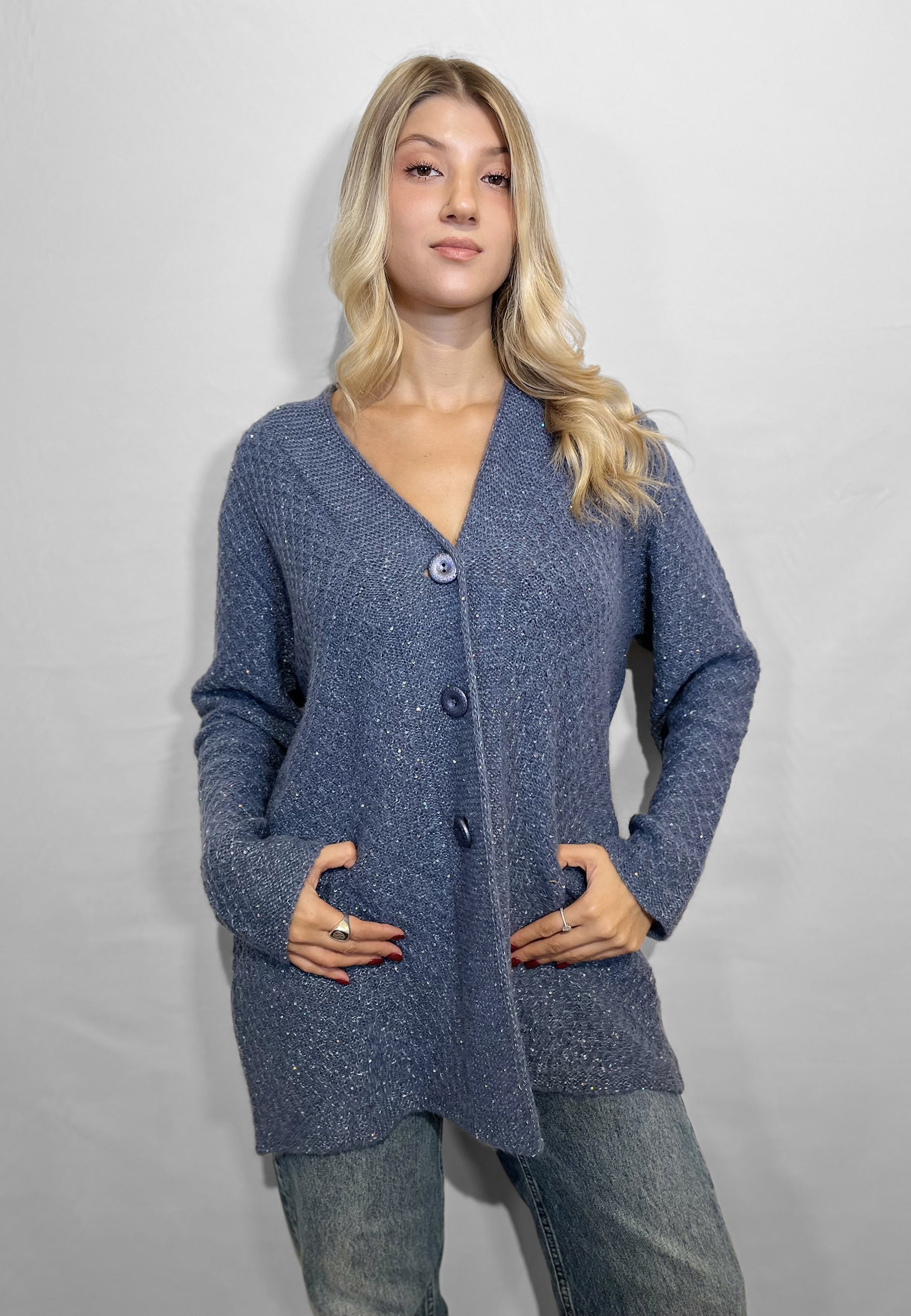 LE MORBIDE Giacca Maglia Donna Cardigan Lana ART. 02110