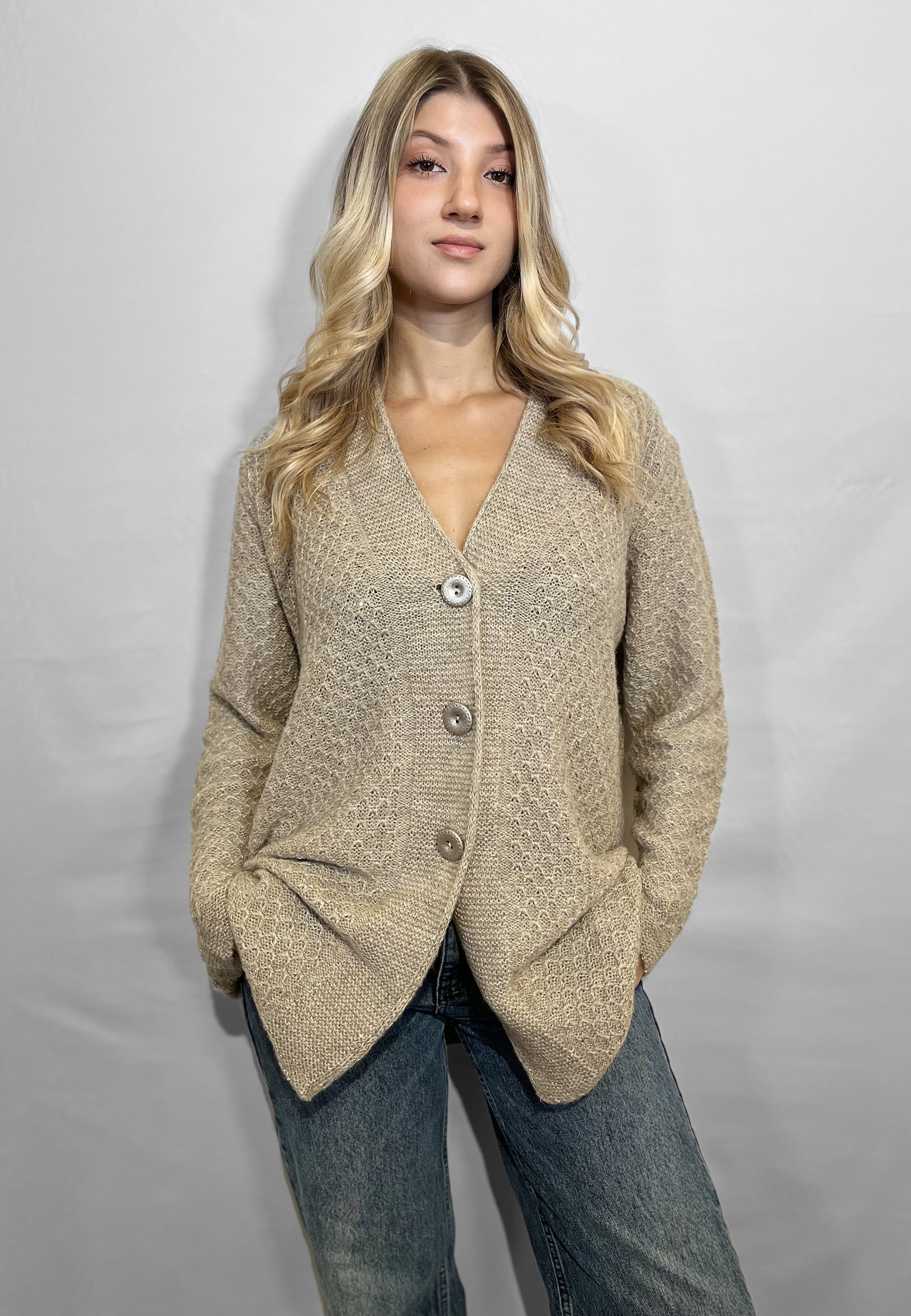 LE MORBIDE Giacca Maglia Donna Cardigan Lana ART. 02110