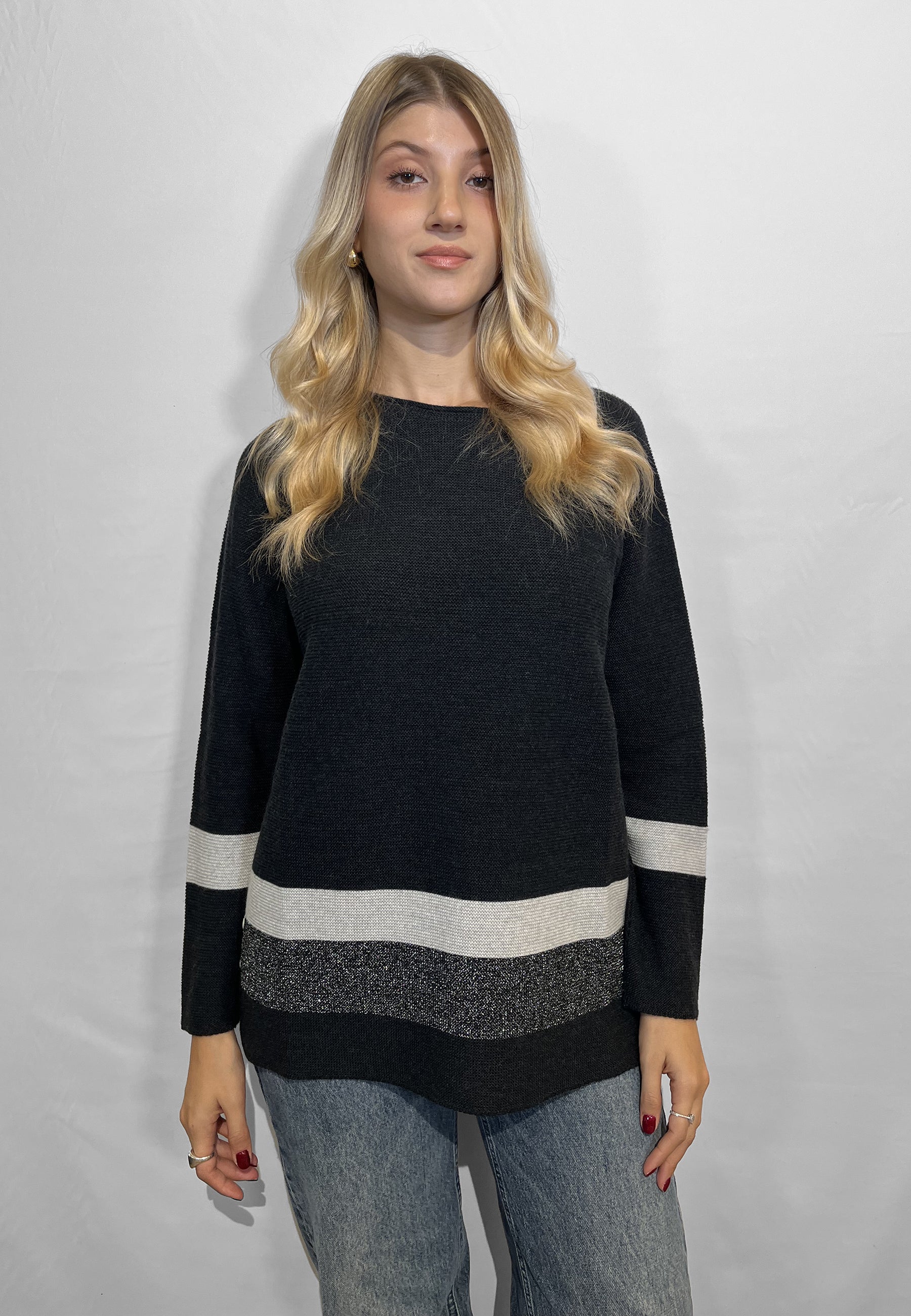 LE MORBIDE Maglia Donna Manica Lunga Inserti Lurex ART. 02147