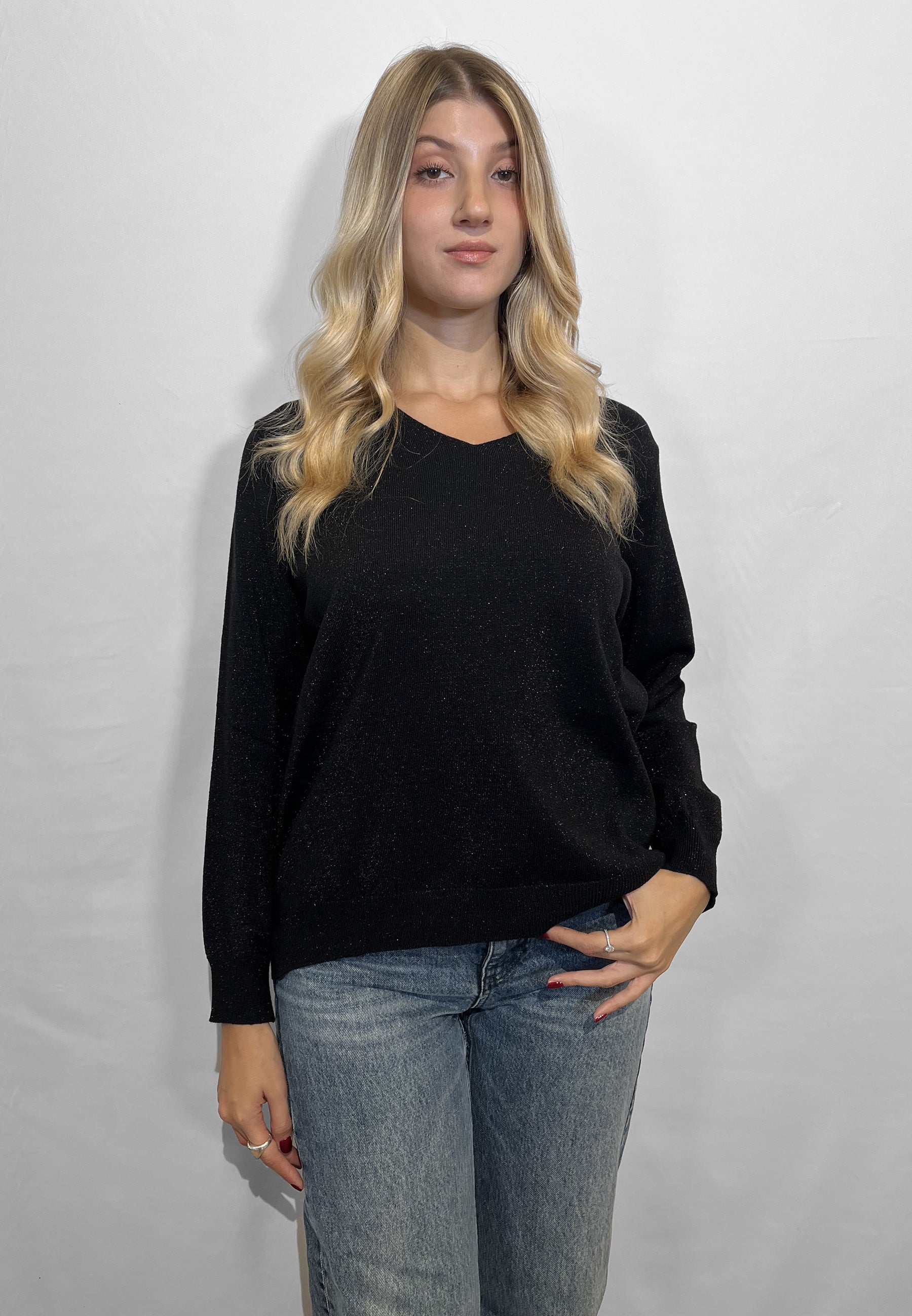 LE MORBIDE Maglia Donna Manica Lunga Scollo V Over ART. 02167