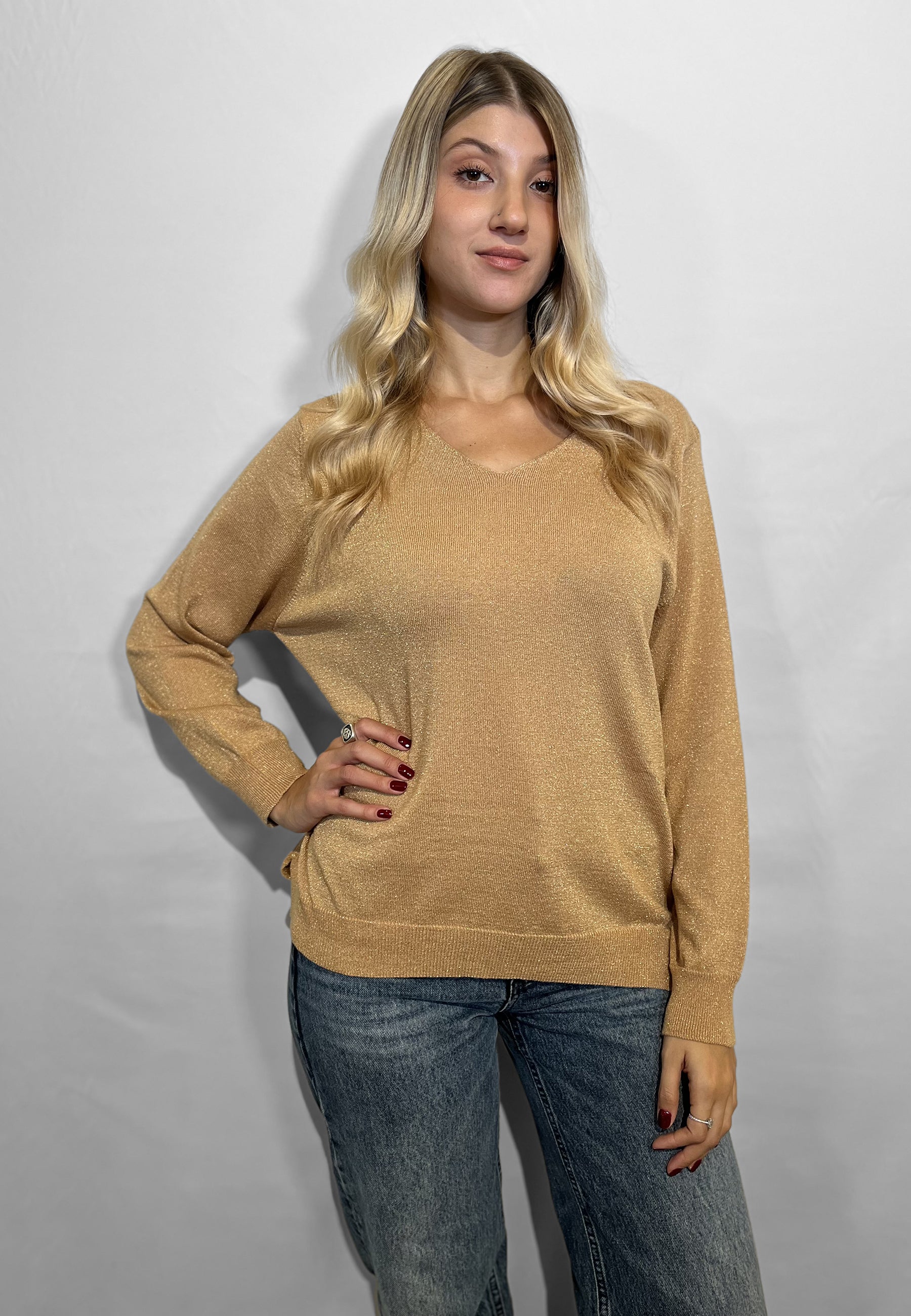 LE MORBIDE Maglia Donna Manica Lunga Scollo V Over ART. 02167