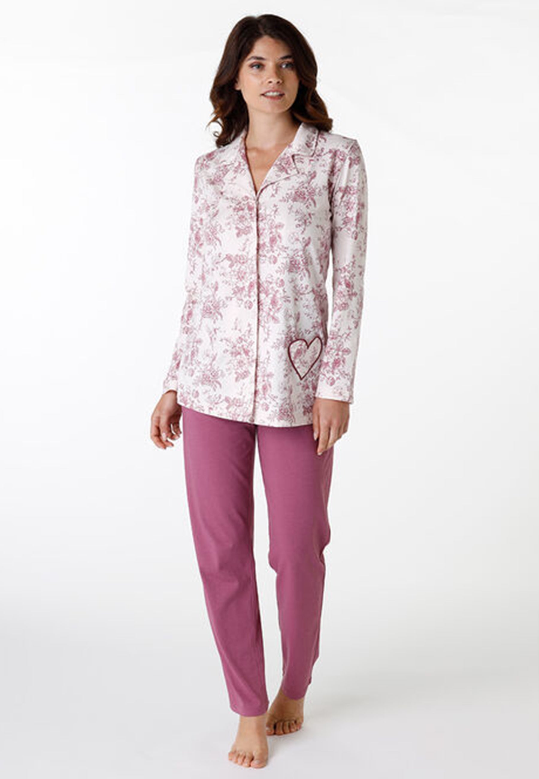 Pigiama Donna Lungo Aperto 100% Cotone Leggero LOVABLE 9L0E3R