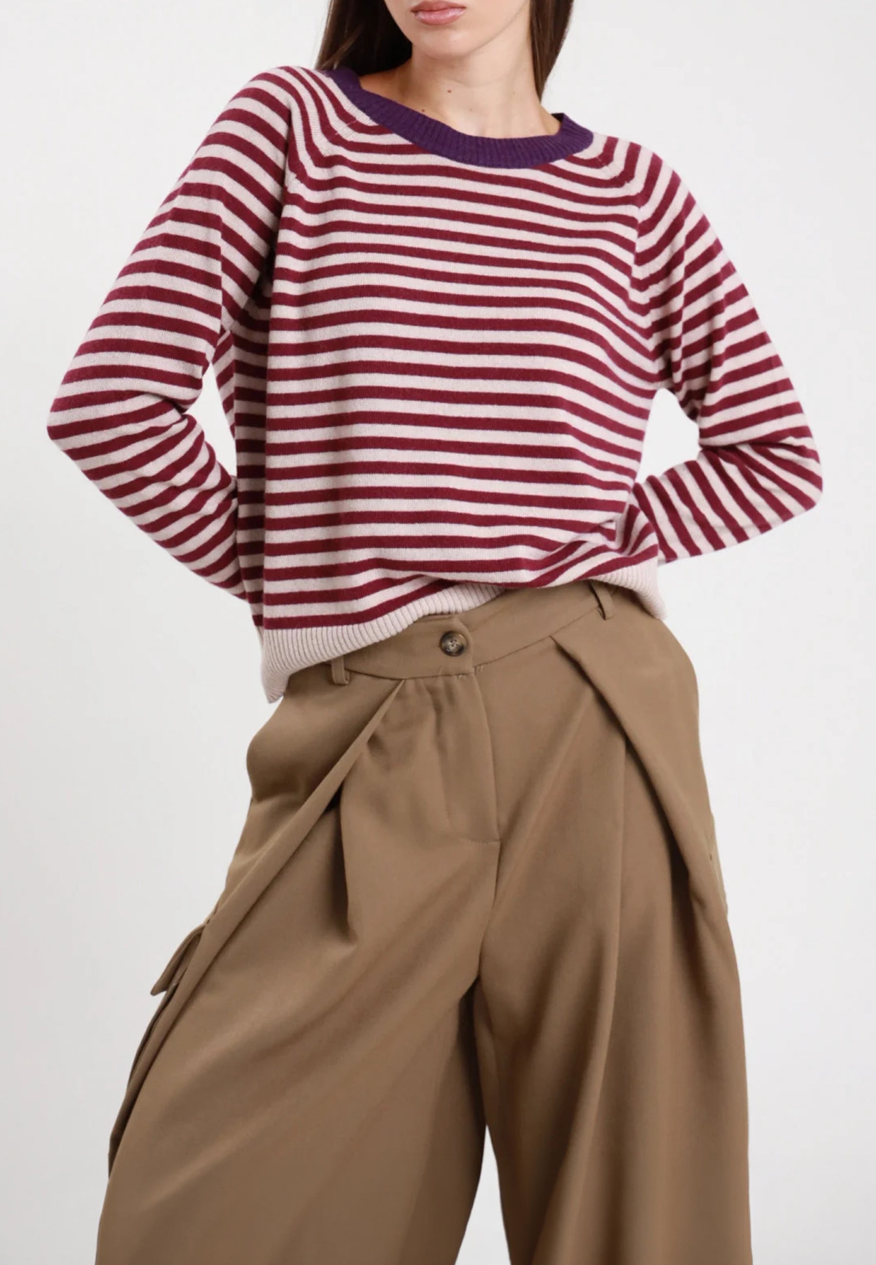 SUSY MIX Pullover Donna a Righe Girocollo Viscosa Pesante M166