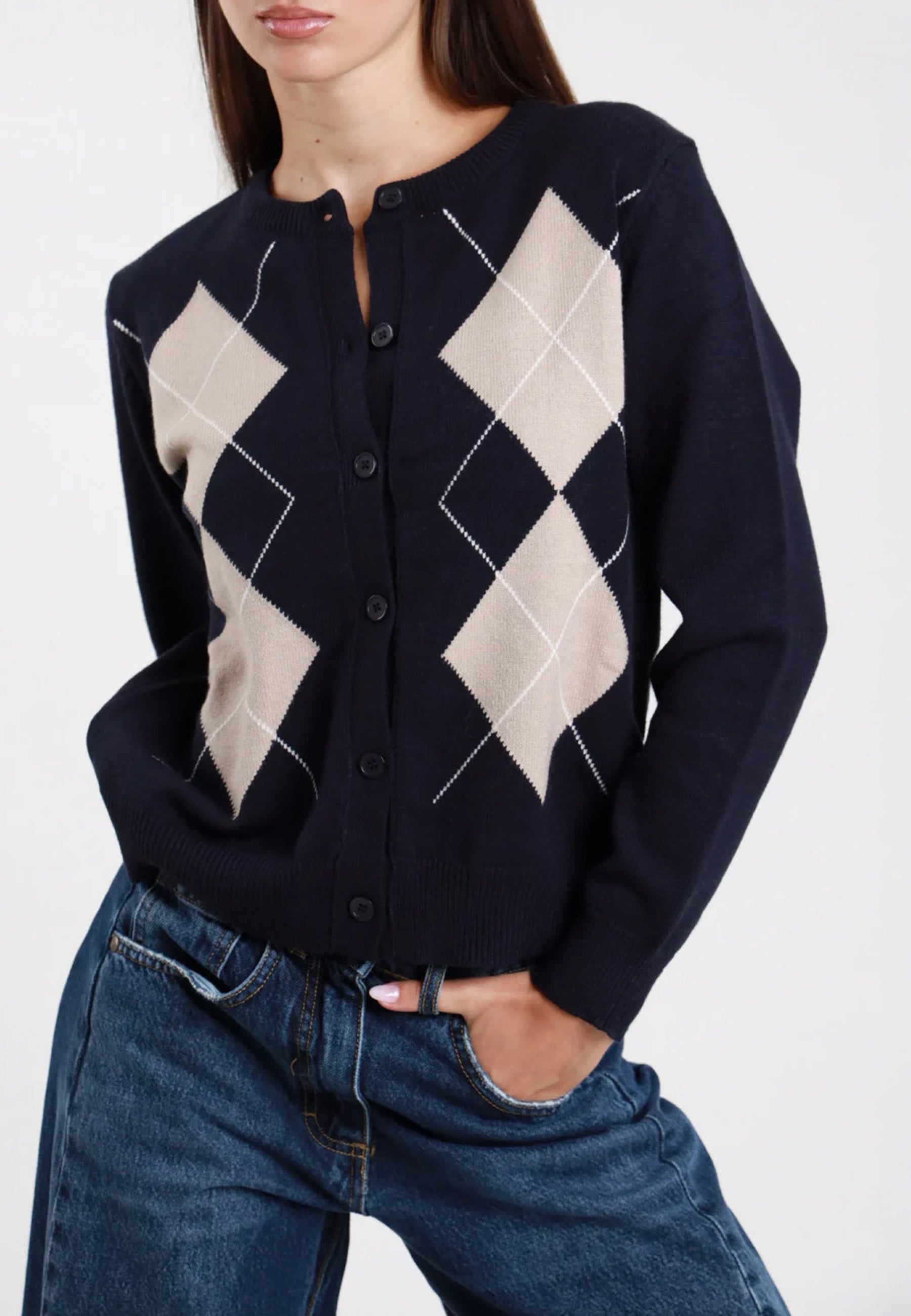 SUSY MIX Cardigan Donna Collo Coreana Viscosa Pesante M180