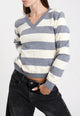 SUSY MIX Pullover Donna Scollo V a Righe Viscosa Calda M200
