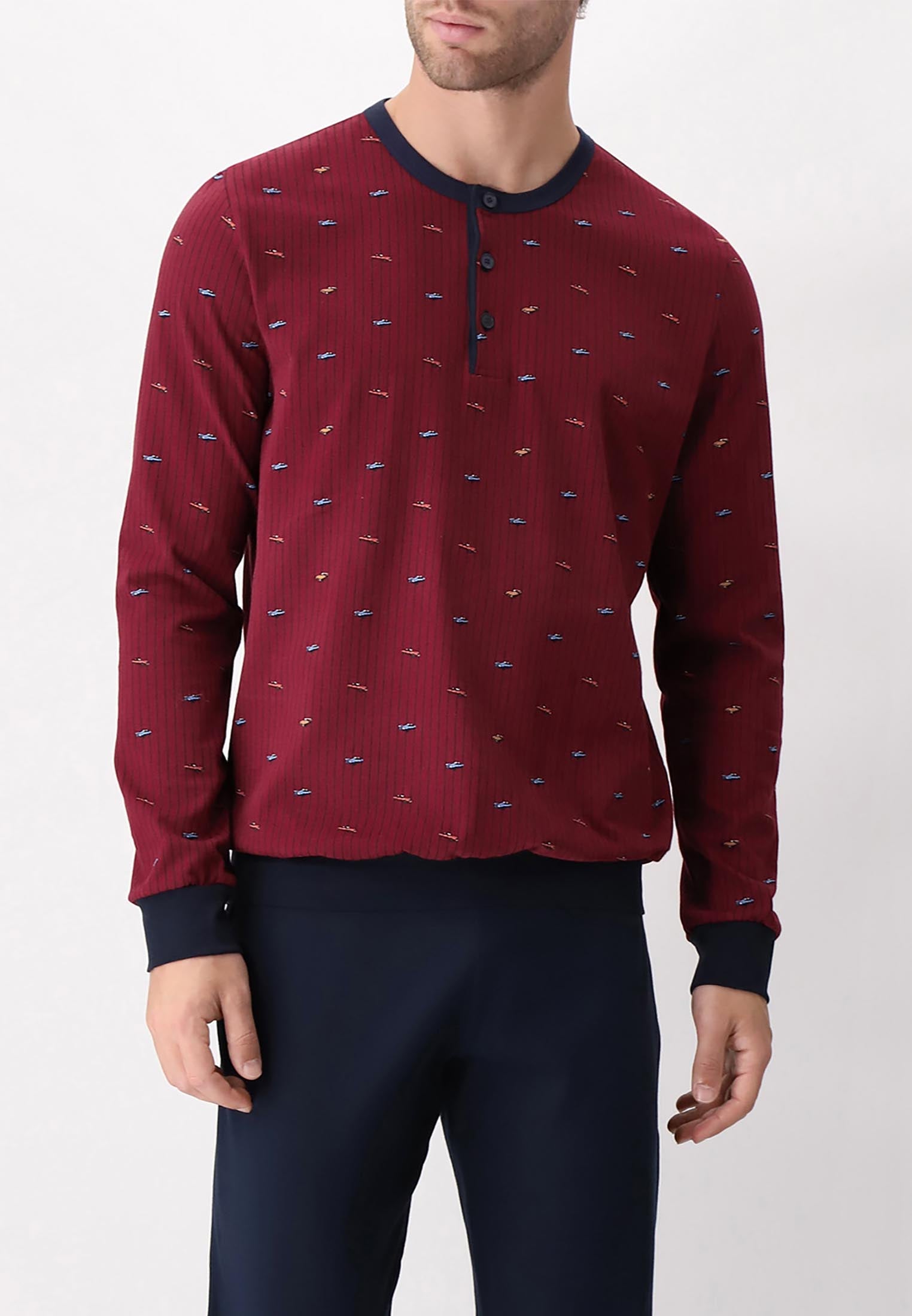 Pigiama Lungo con Polsini Interlock Stampa Macchinine PEROFIL VPRT92683