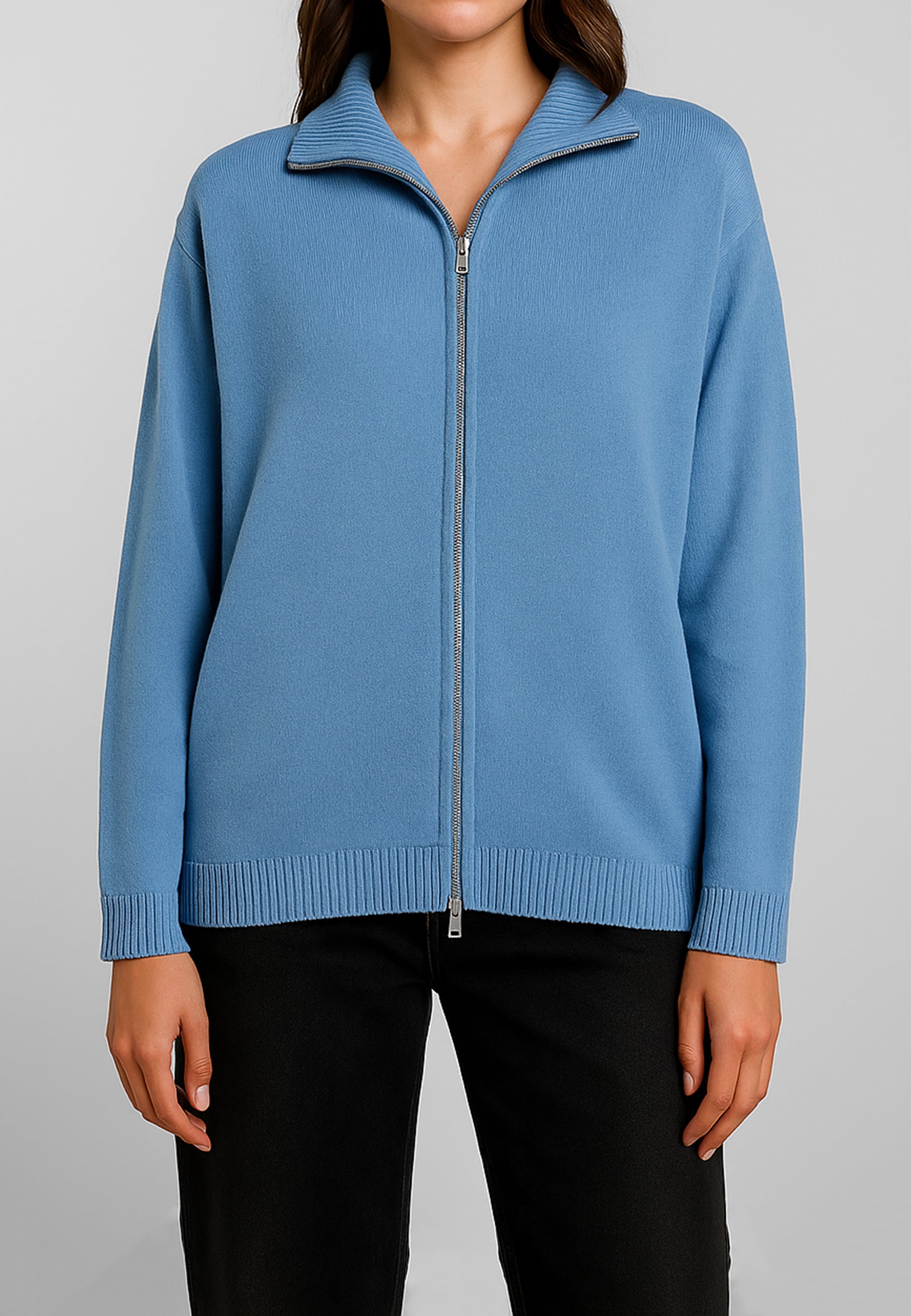 PREMODE Giacca Zip Donna Maglia in Pura Lana ART. 325077