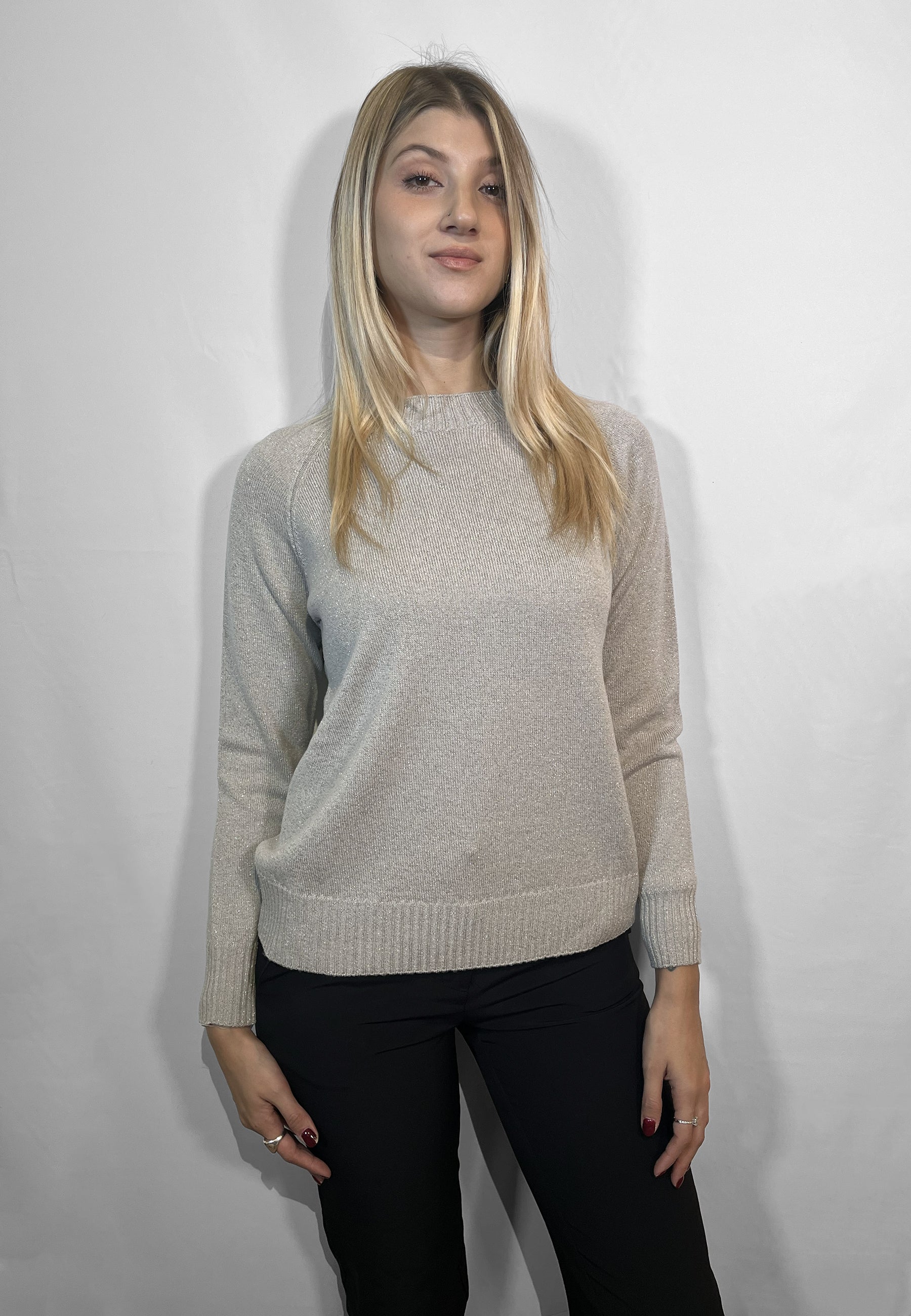 PREMODE Maglia Donna Manica Lunga Lana Inserti Lurex ART. 325622