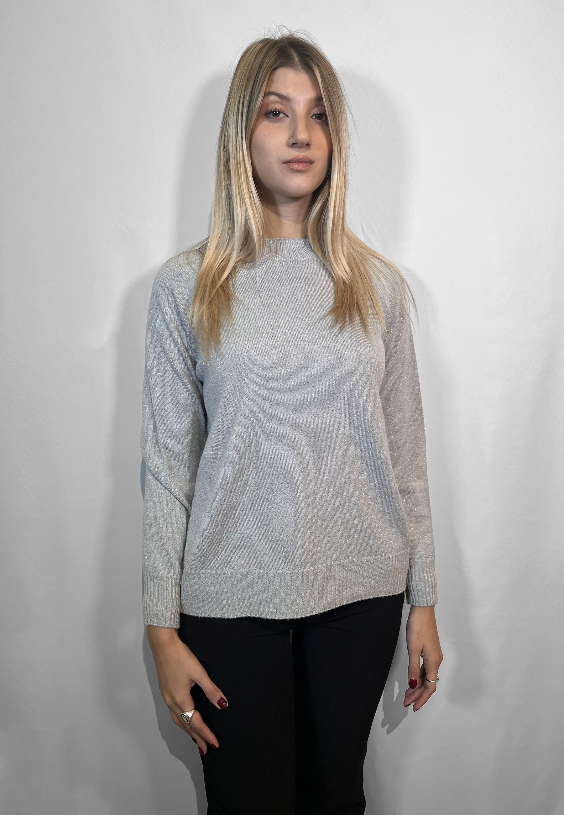 PREMODE Maglia Donna Manica Lunga Lana Inserti Lurex ART. 325622