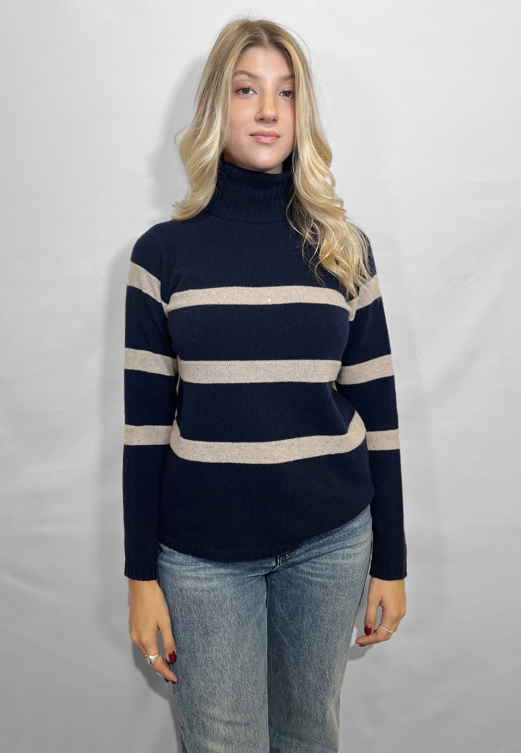 PREMODE Maglia Donna Manica Lunga Collo Alto Dolcevita Lana e Cashmere ART. 345696