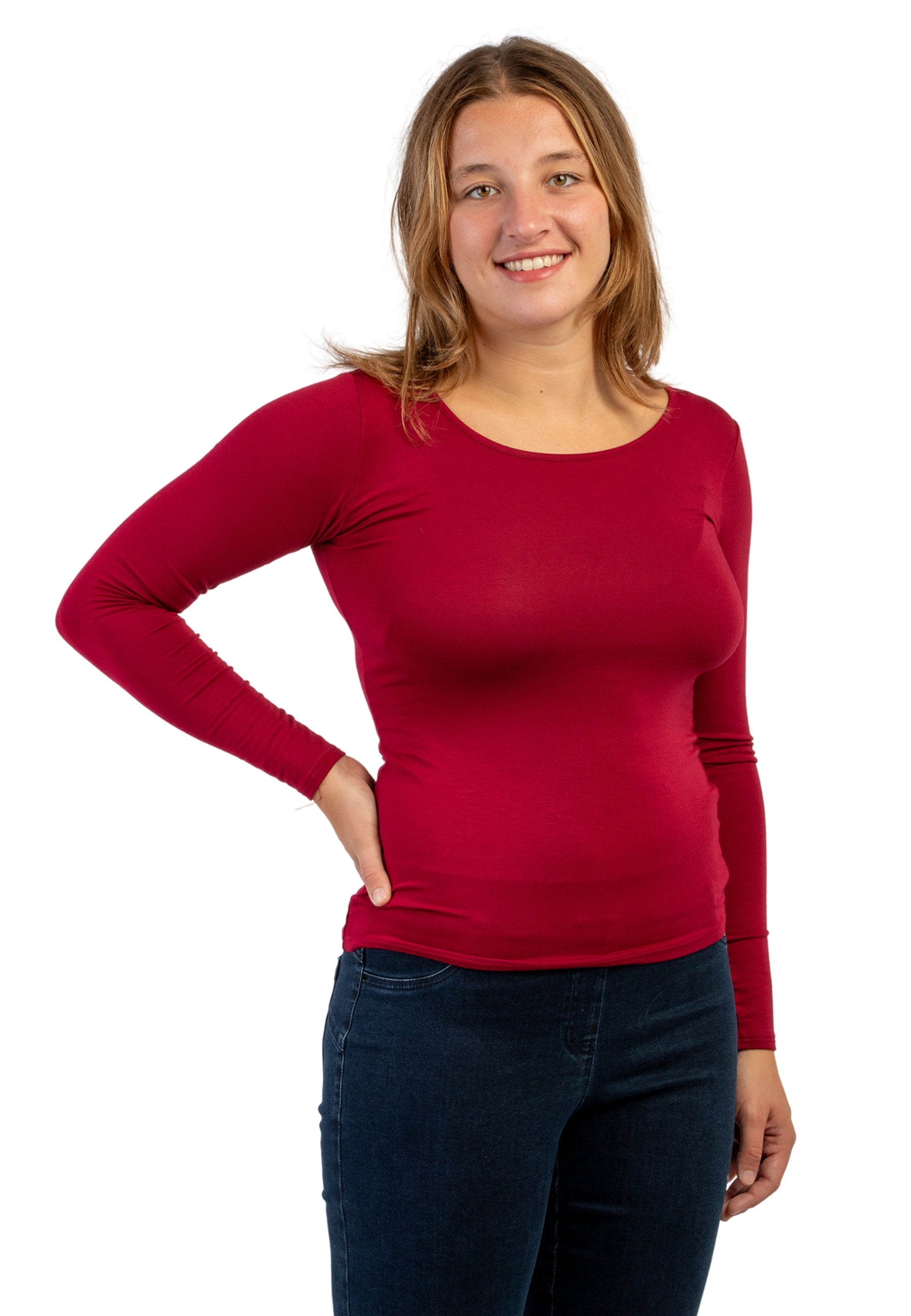 Maglia girocollo da donna in jersey di viscosa D794A9