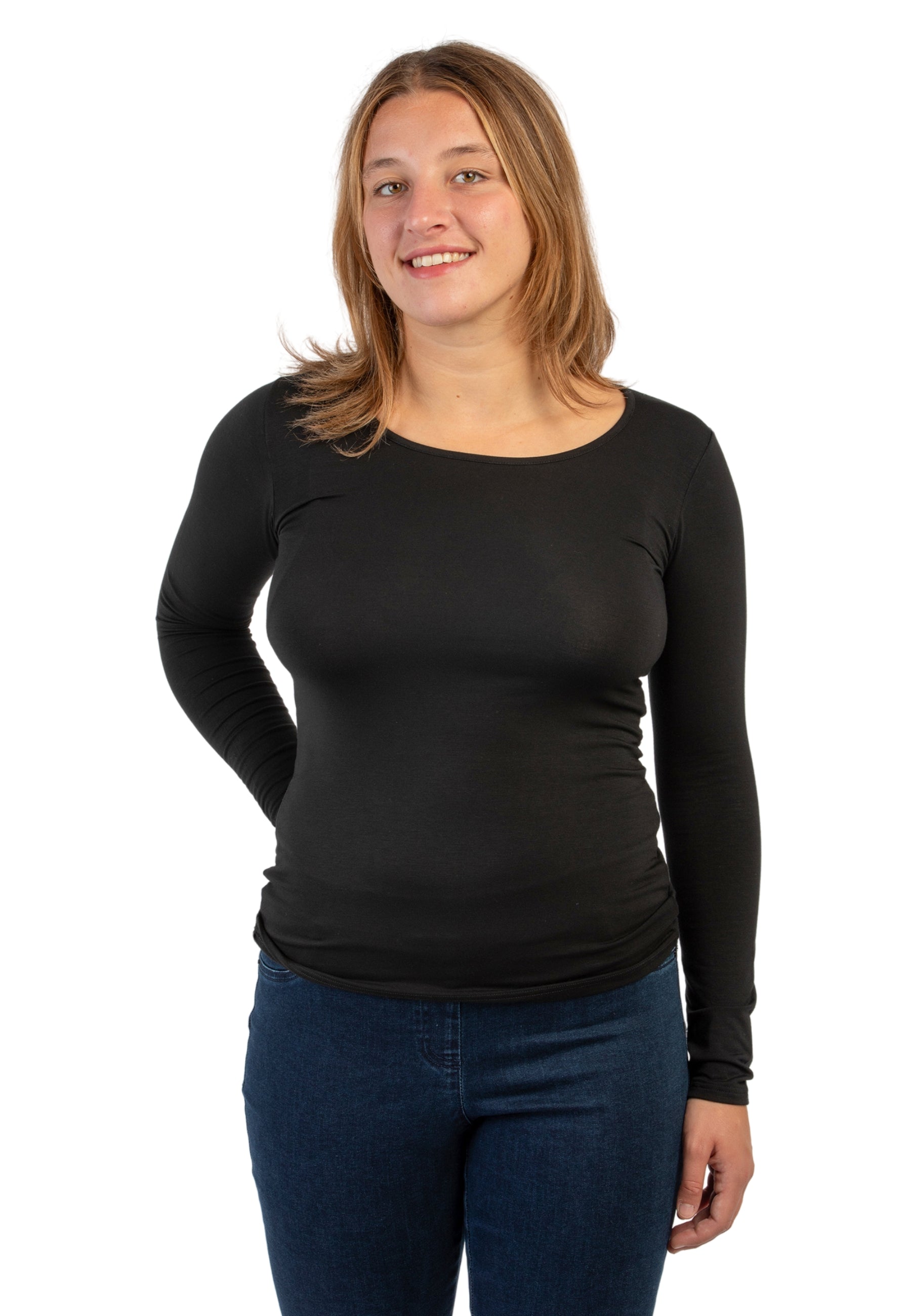 Maglia girocollo da donna in jersey di viscosa D794A9