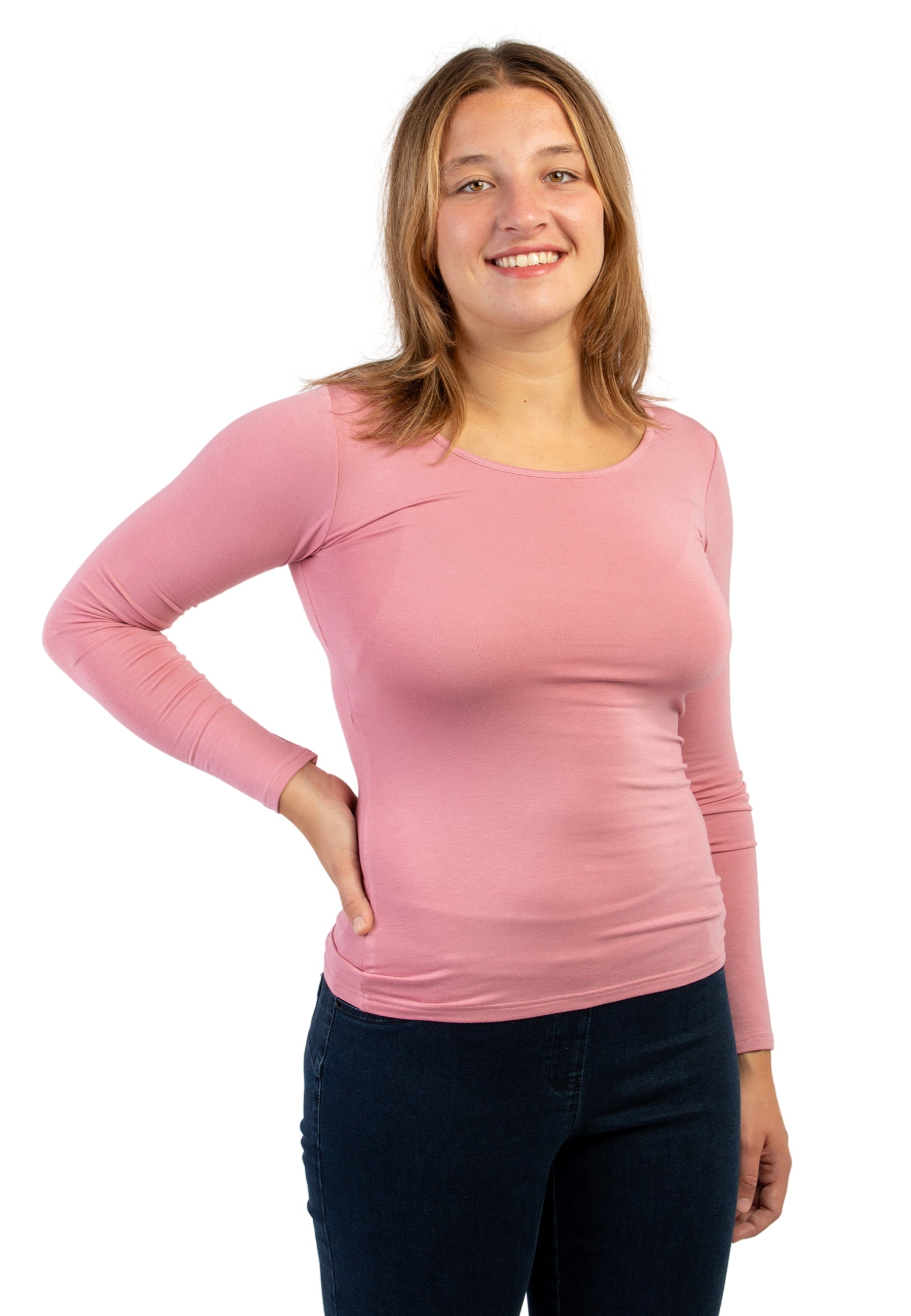 Maglia girocollo da donna in jersey di viscosa D794A9