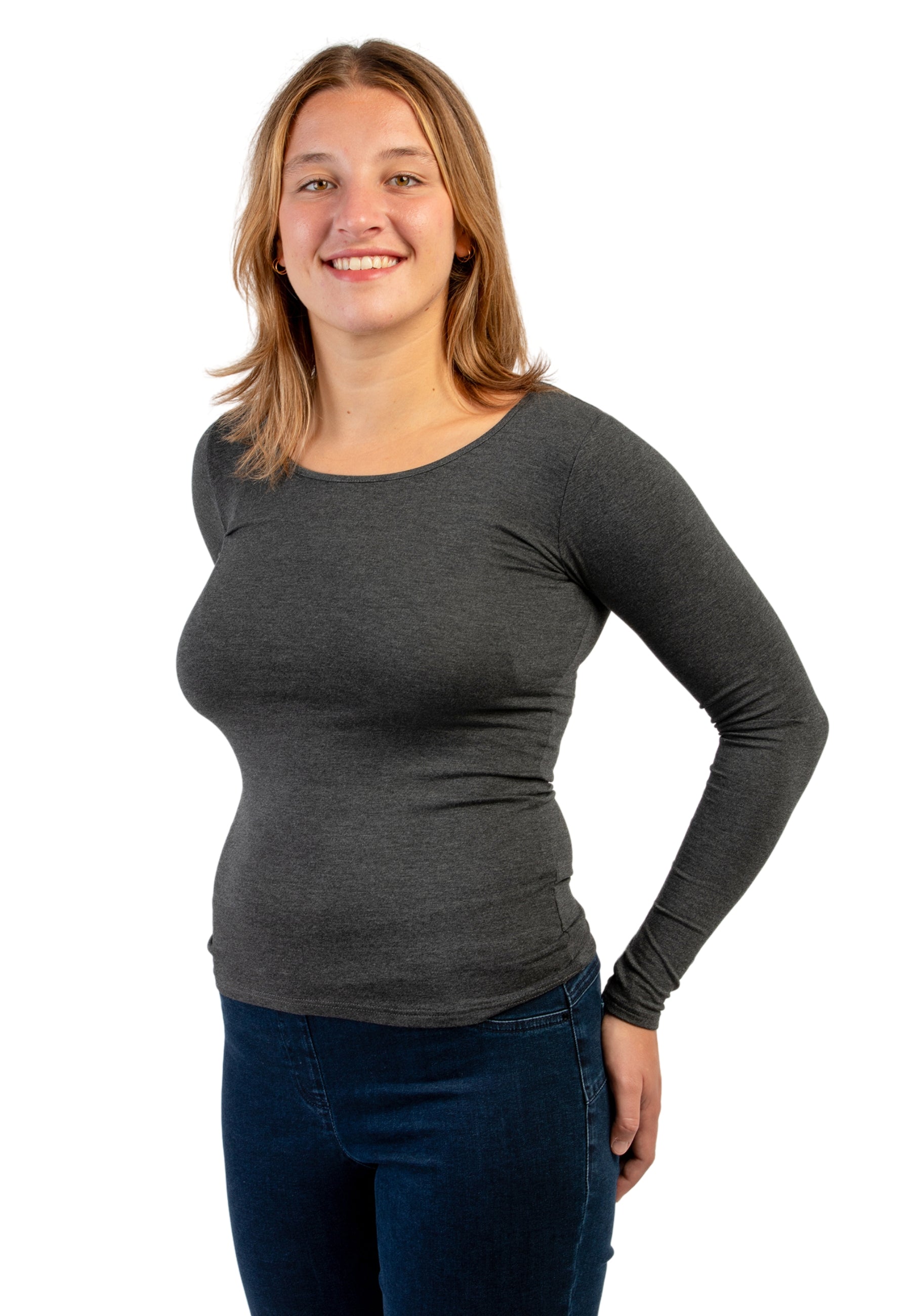 Maglia girocollo da donna in jersey di viscosa D794A9