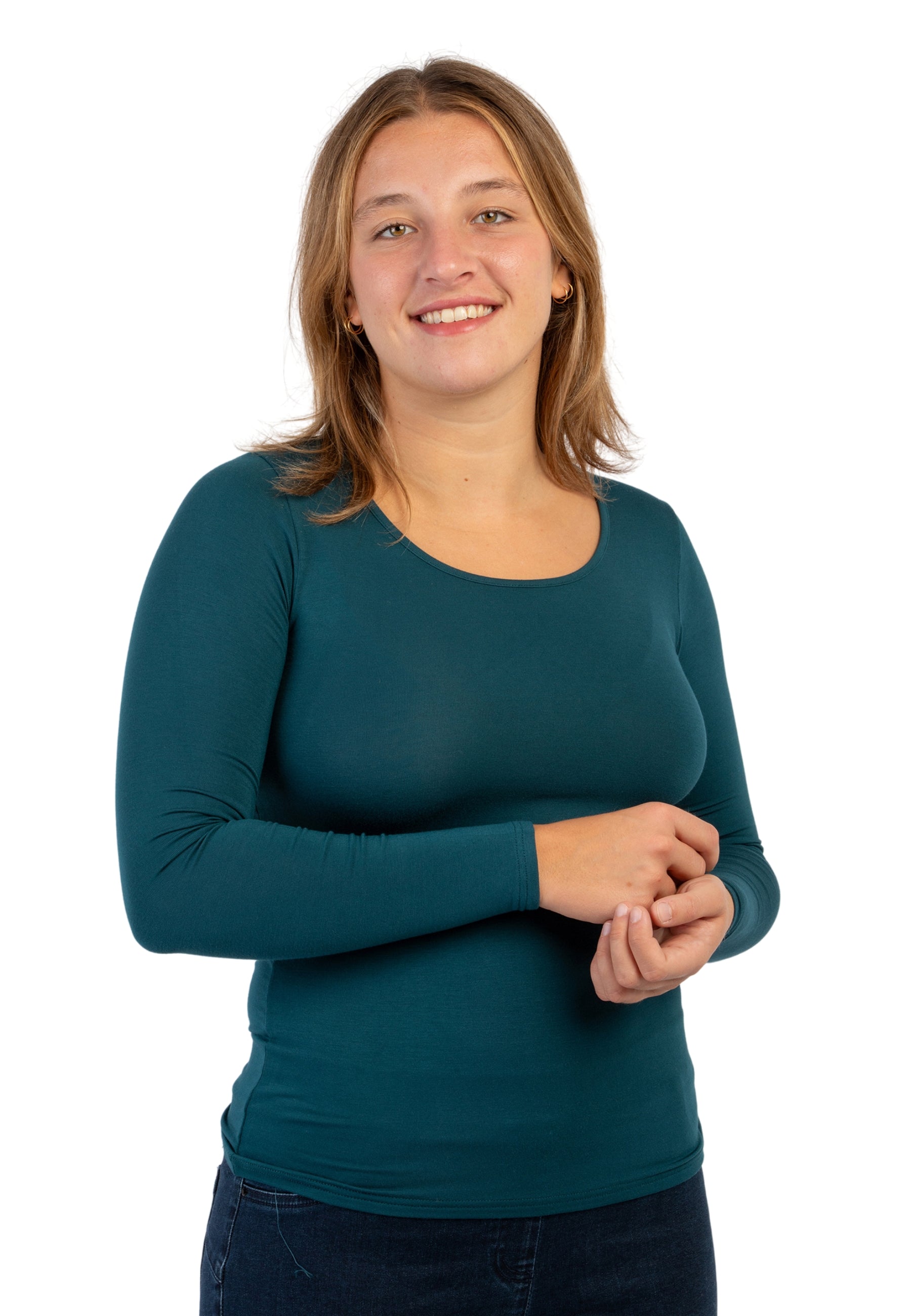 Maglia girocollo da donna in jersey di viscosa D794A9