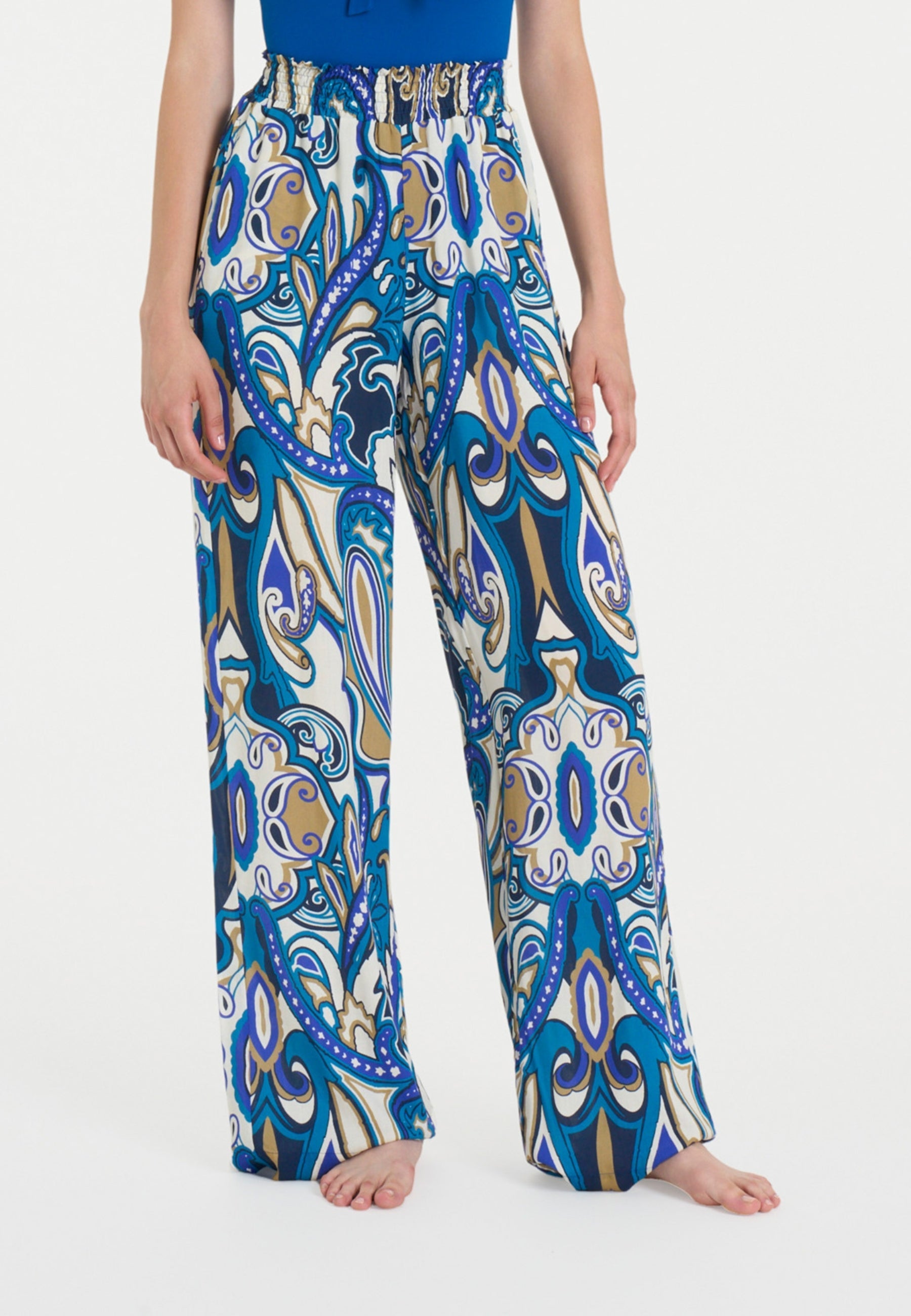 Pantalone Donna Lungo Fantasia 100% Viscosa Leggera DQ02PE