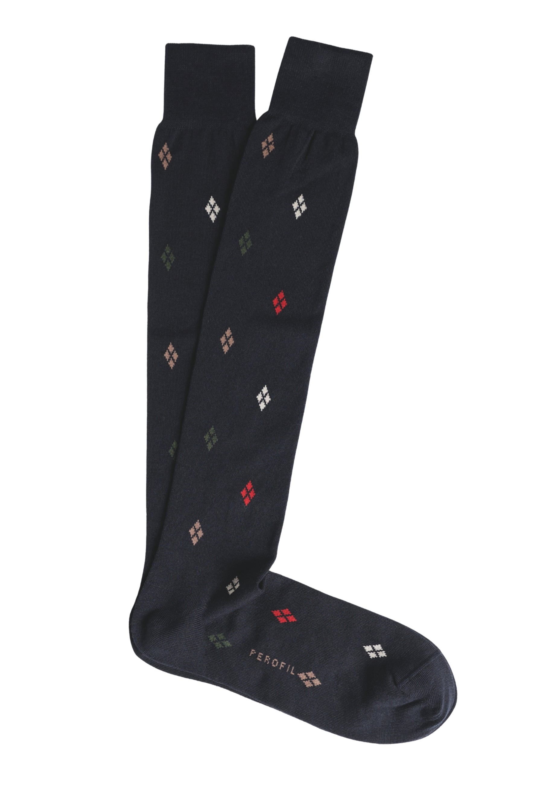 Calza Uomo Lunga Fantasia Rombi Cotone e Cachemire PEROFIL VPRC93280