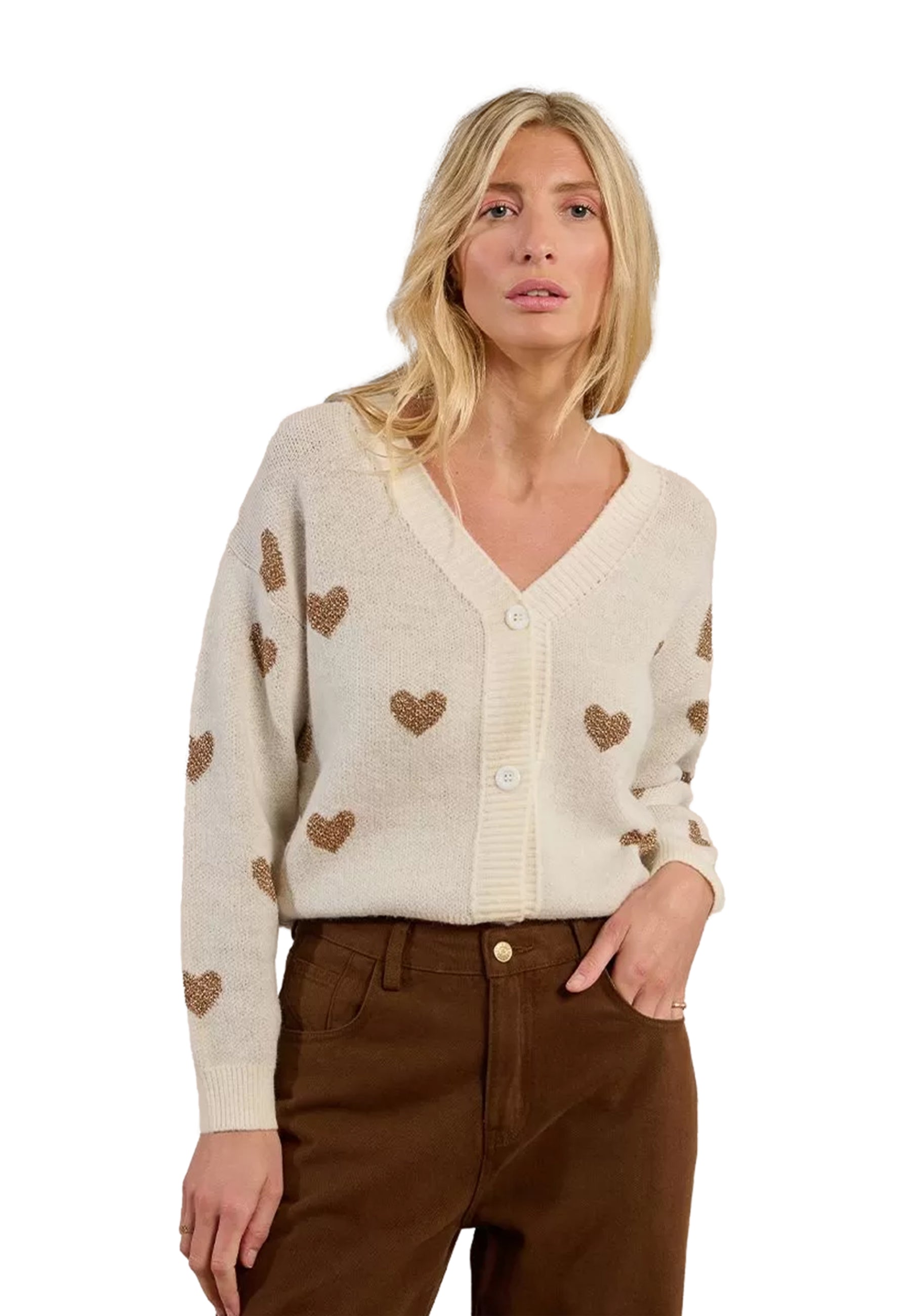 Cardigan Donna Manica Lunga Bottoni Lurex MOLLY BRACKEN LA1775DN