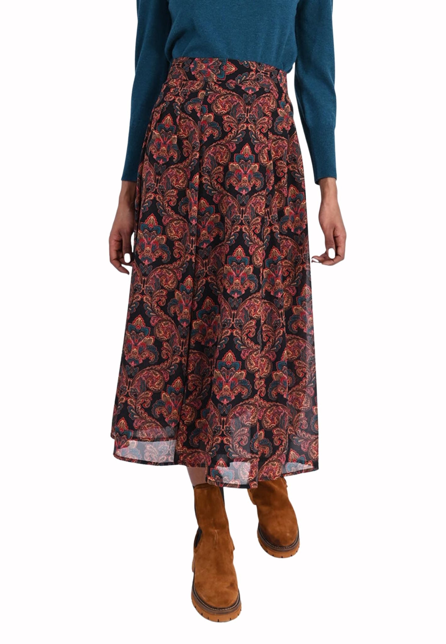 Gonna lunga Svasata in Georgette fantasia Cachemire MOLLY BRACKEN T1539BH