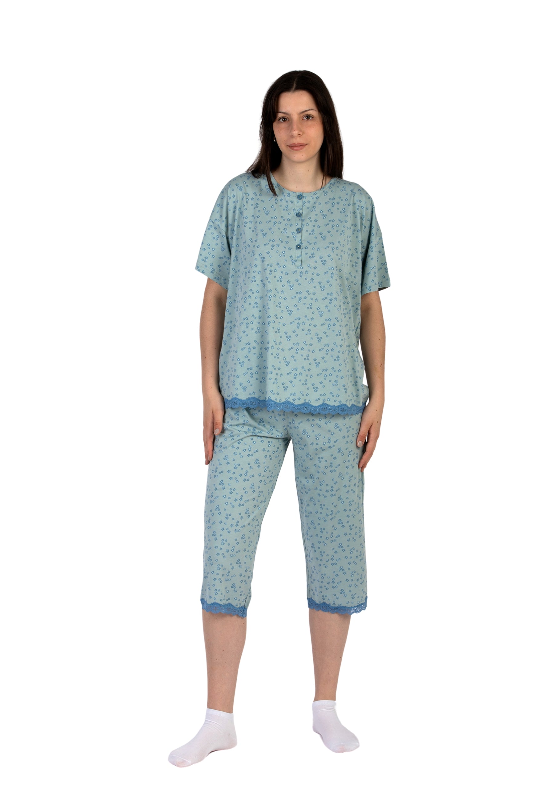 Pigiama donna corto mezza manica 100% cotone leggero NOI DI NOTTE FA8645