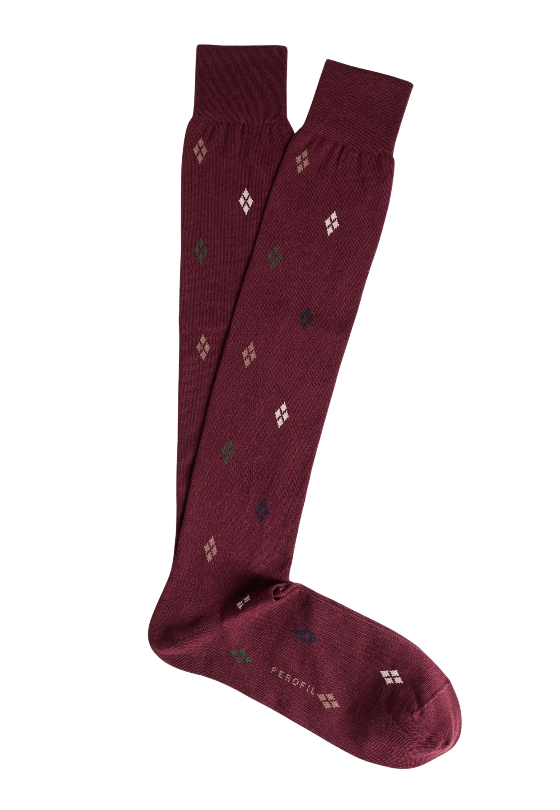 Calza Uomo Lunga Fantasia Rombi Cotone e Cachemire PEROFIL VPRC93280