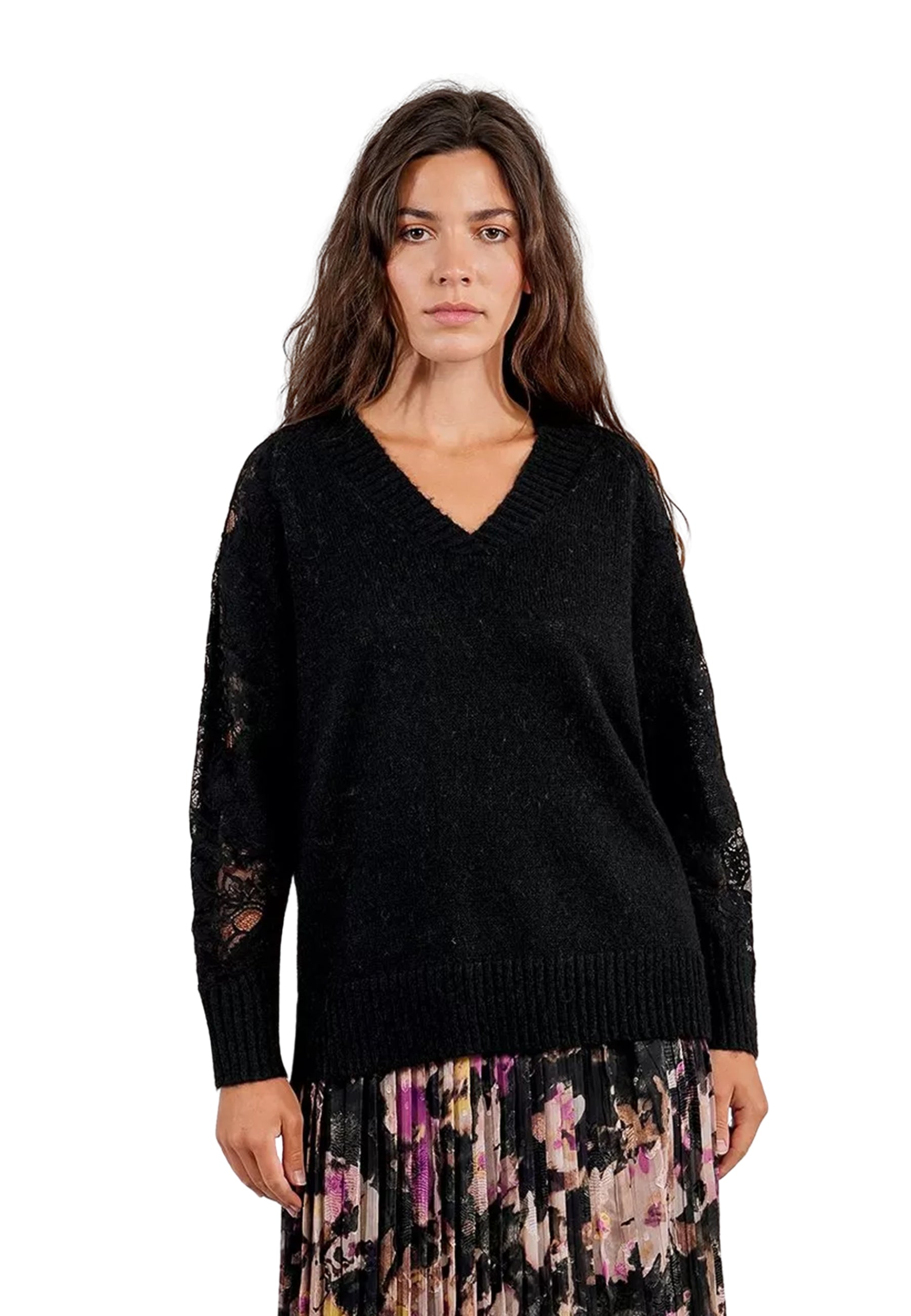 Maglia Donna Scollo V Manica Lunga Lana MOLLY BRACKEN E1740DN