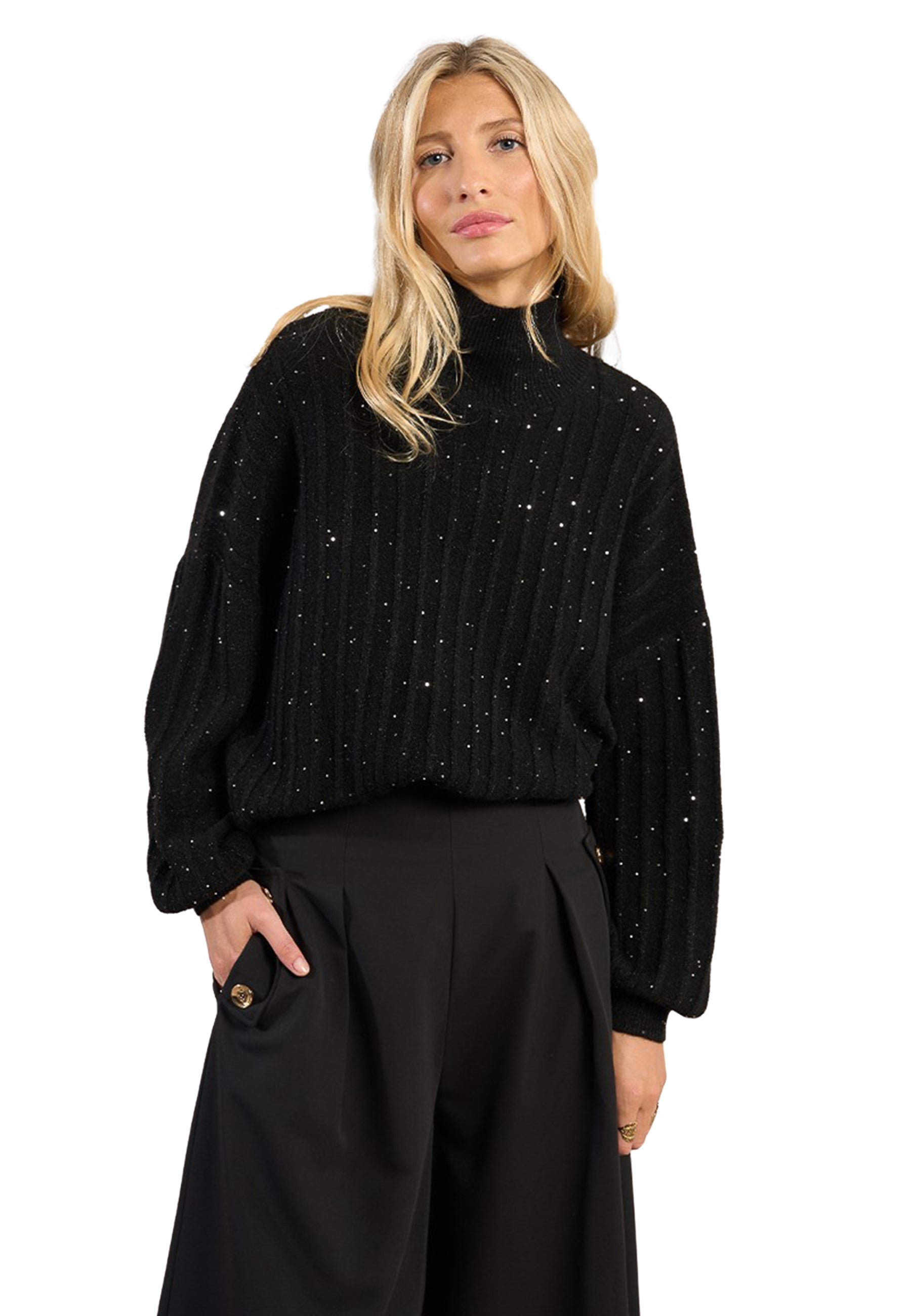 Maglia Donna Lupetto Manica Lunga Lurex MOLLY BRACKEN T1662DN