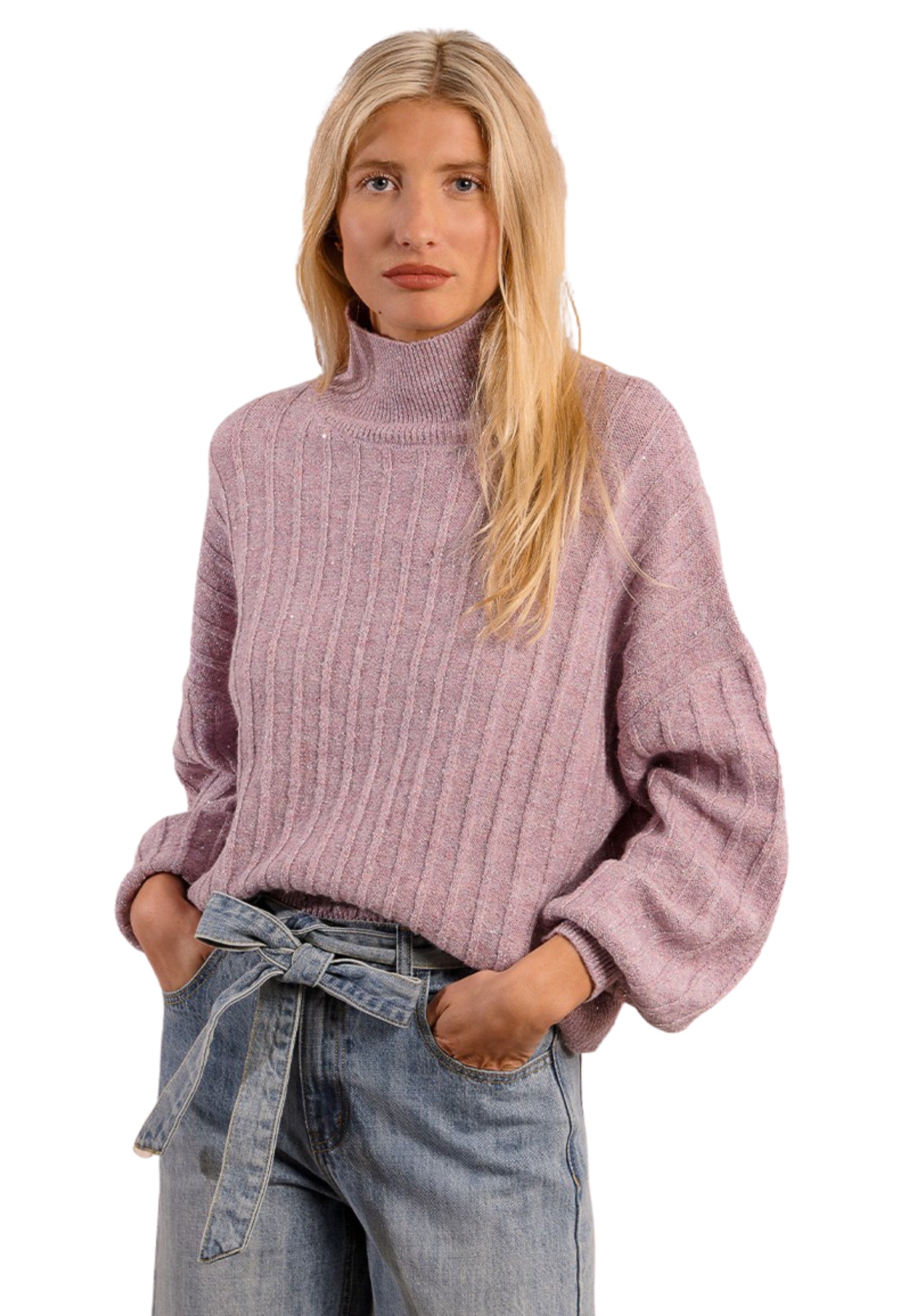 Maglia Donna Lupetto Manica Lunga Lurex MOLLY BRACKEN T1662DN