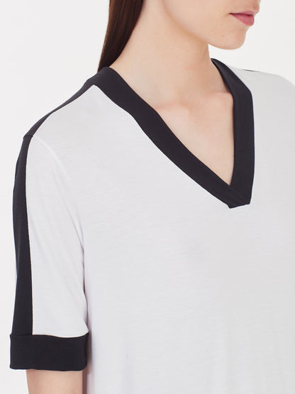 RAGNO DD43TG T-shirt mezza manica con scollo a V B&W in viscosa
