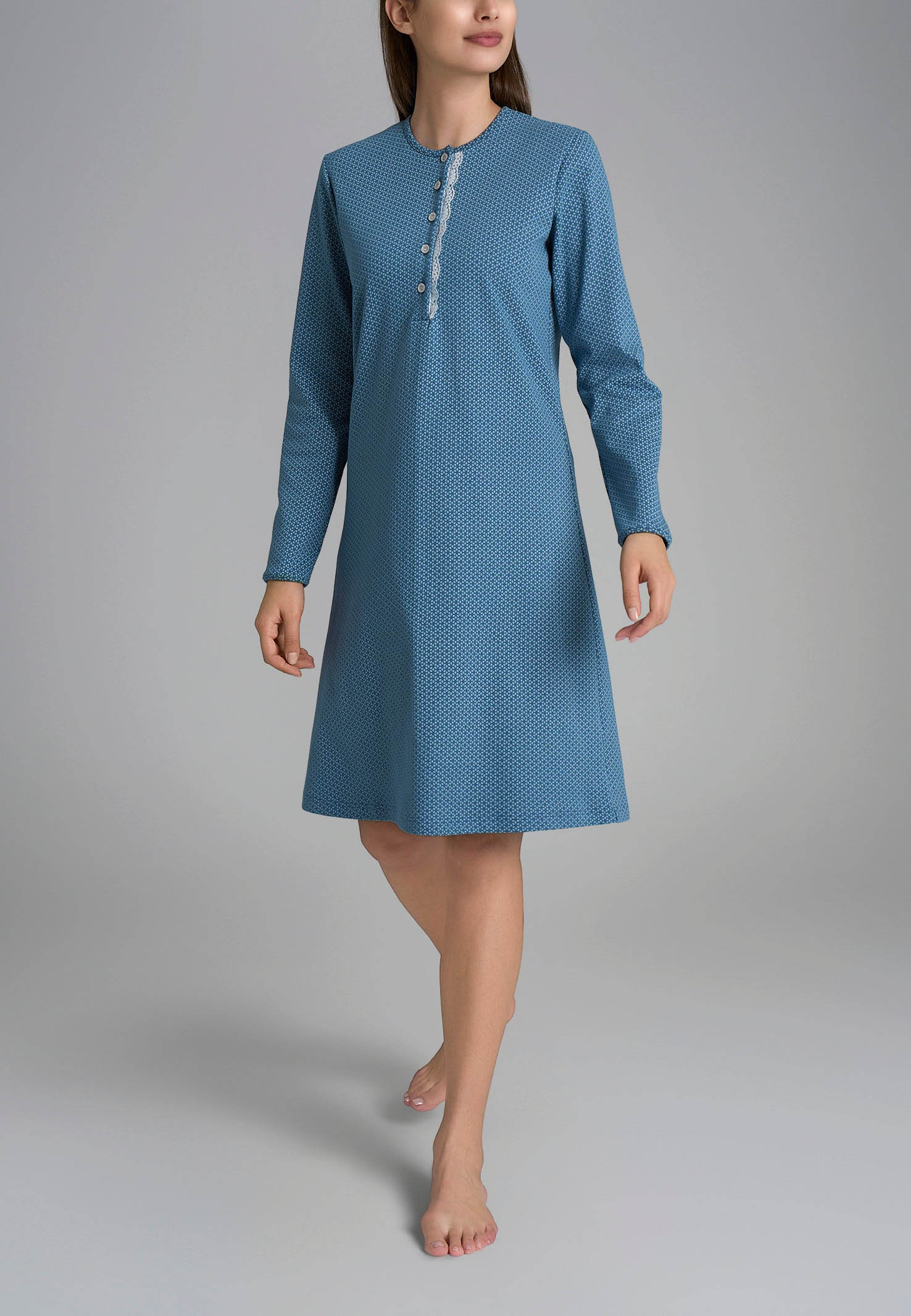 RAGNO Camicia da Notte Donna in Puro Cotone Felpato