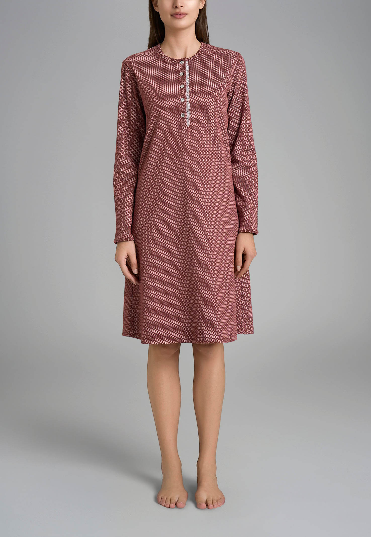 RAGNO Camicia da Notte Donna in Puro Cotone Felpato