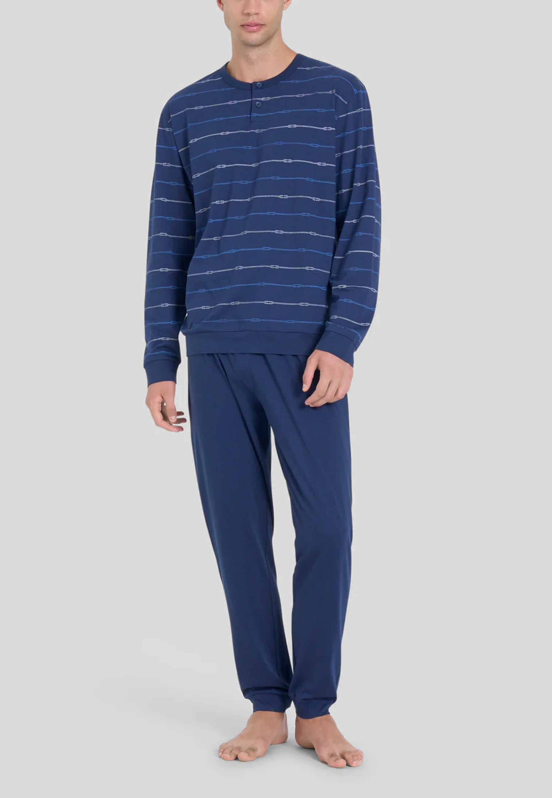 Pigiama Uomo Lungo 100% Cotone Leggero RAGNO U888N1