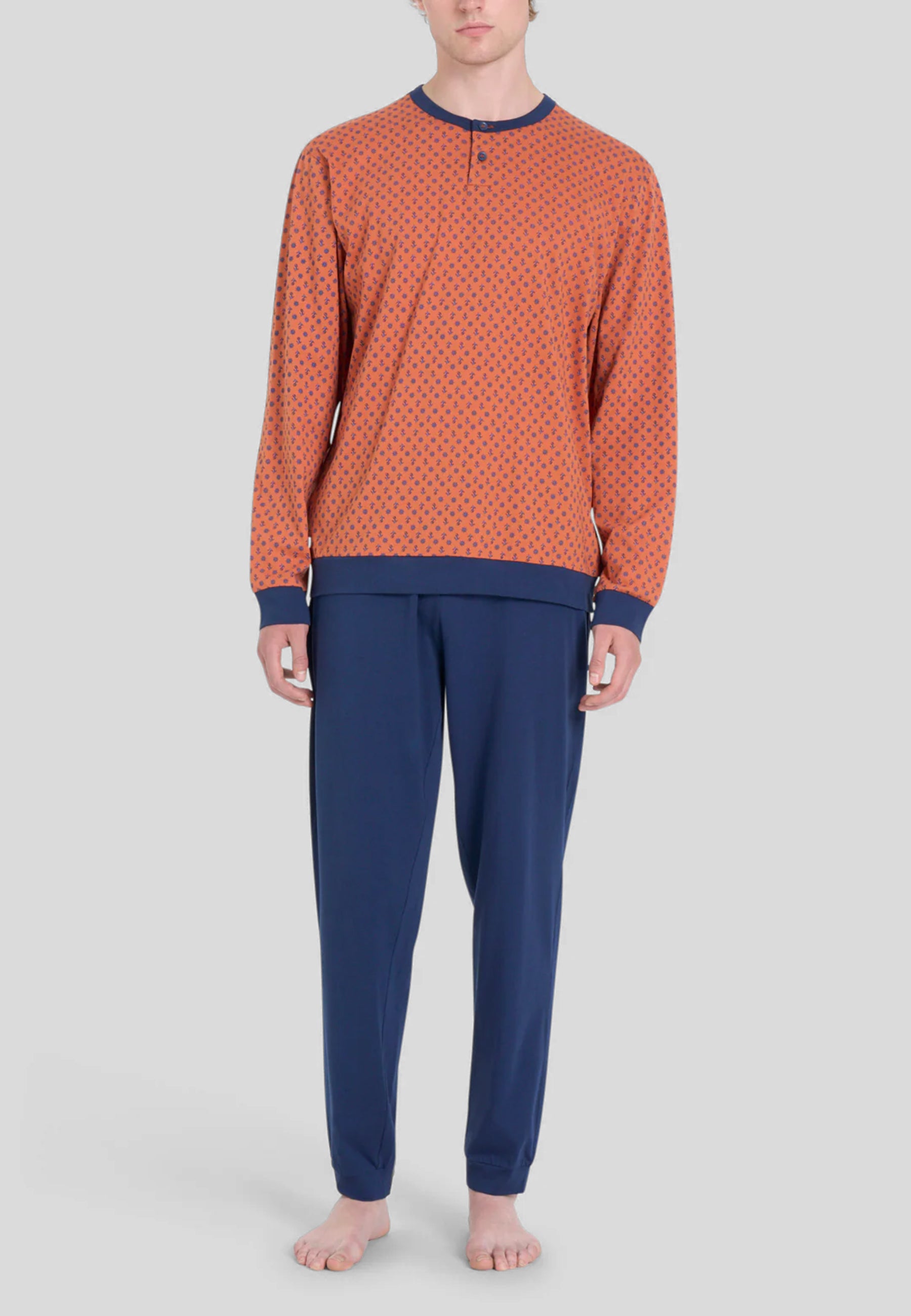 Pigiama Uomo Lungo 100% Cotone Leggero RAGNO U888N1