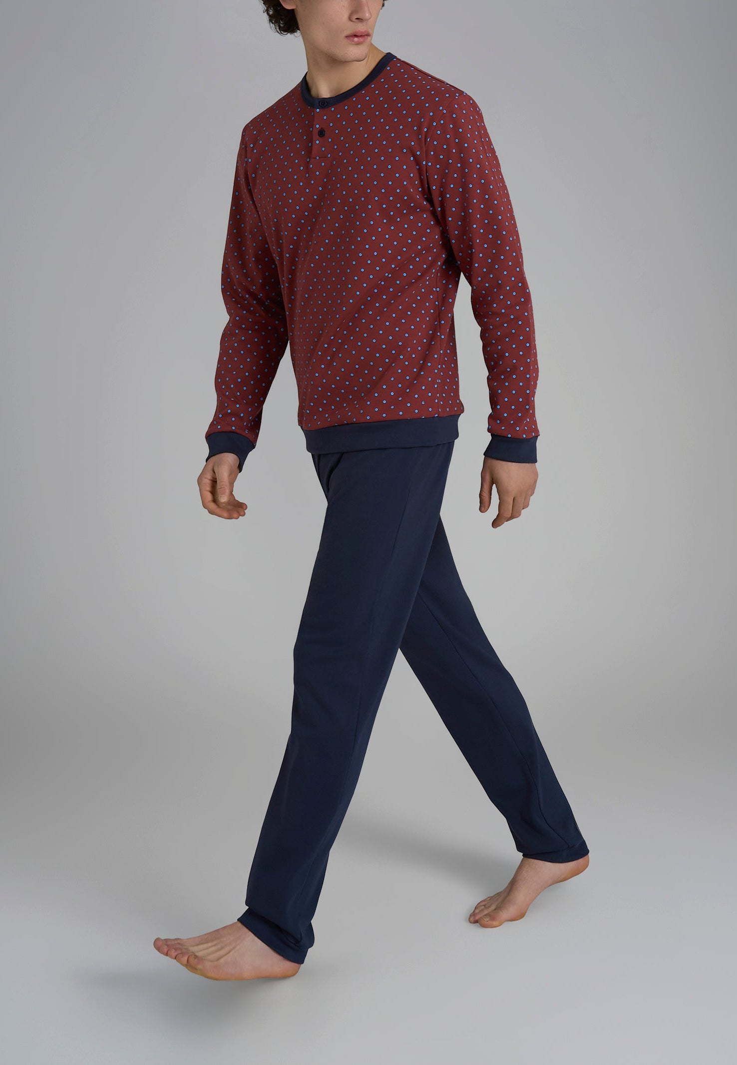 RAGNO Pigiama Uomo Lungo in Puro Cotone Felpato