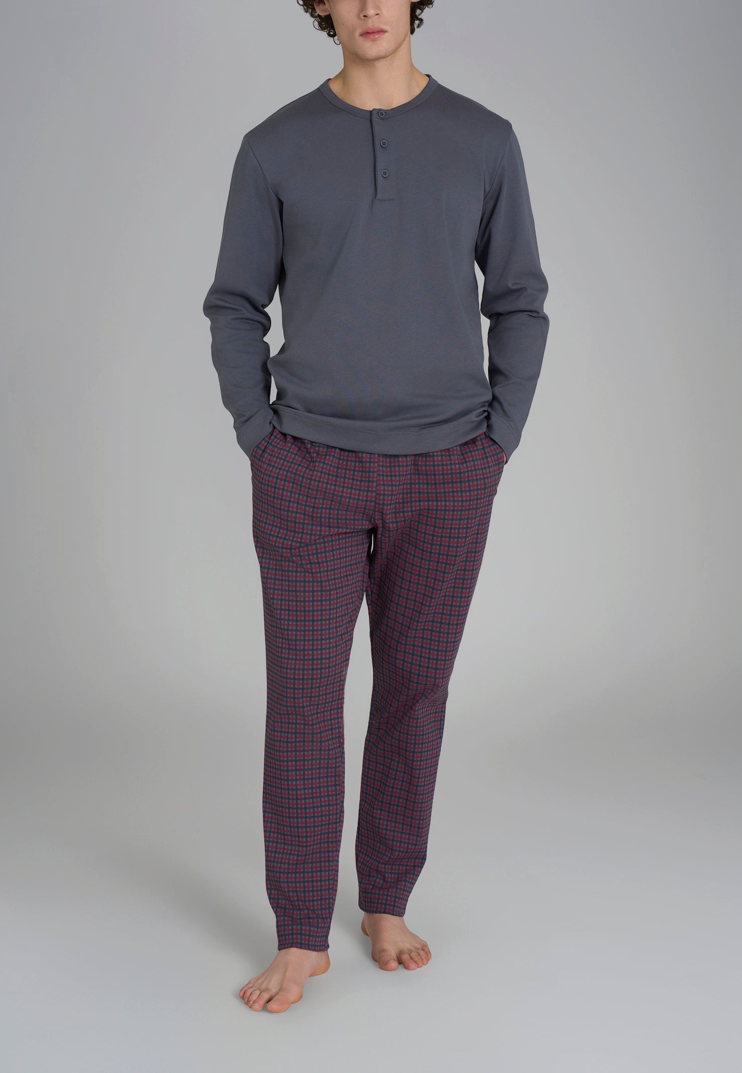 RAGNO Pigiama Uomo Lungo in Puro Cotone Felpato