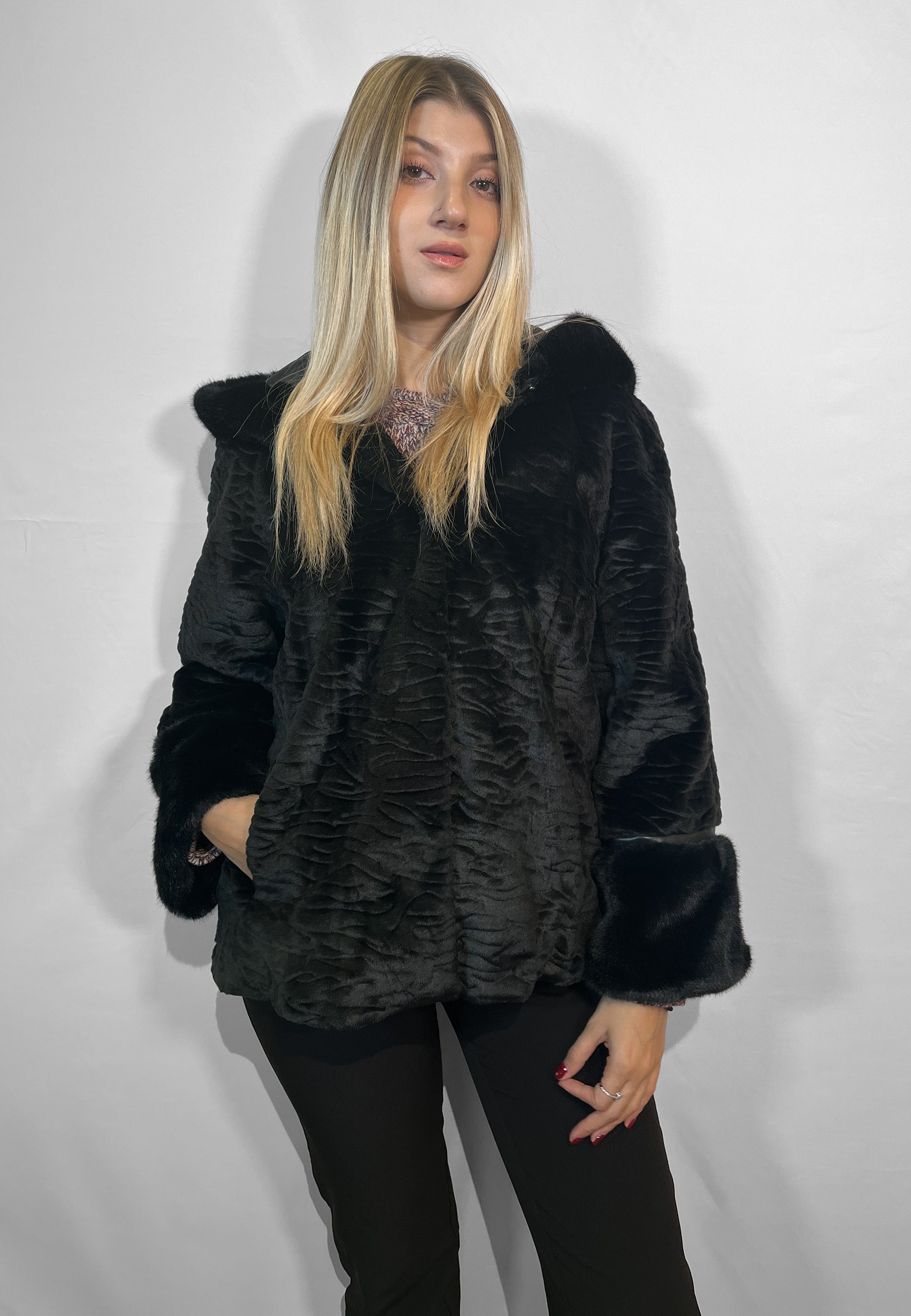 SATINETTE Ecopelliccia Donna Astrakan Interno Foderato ART. DANY 060