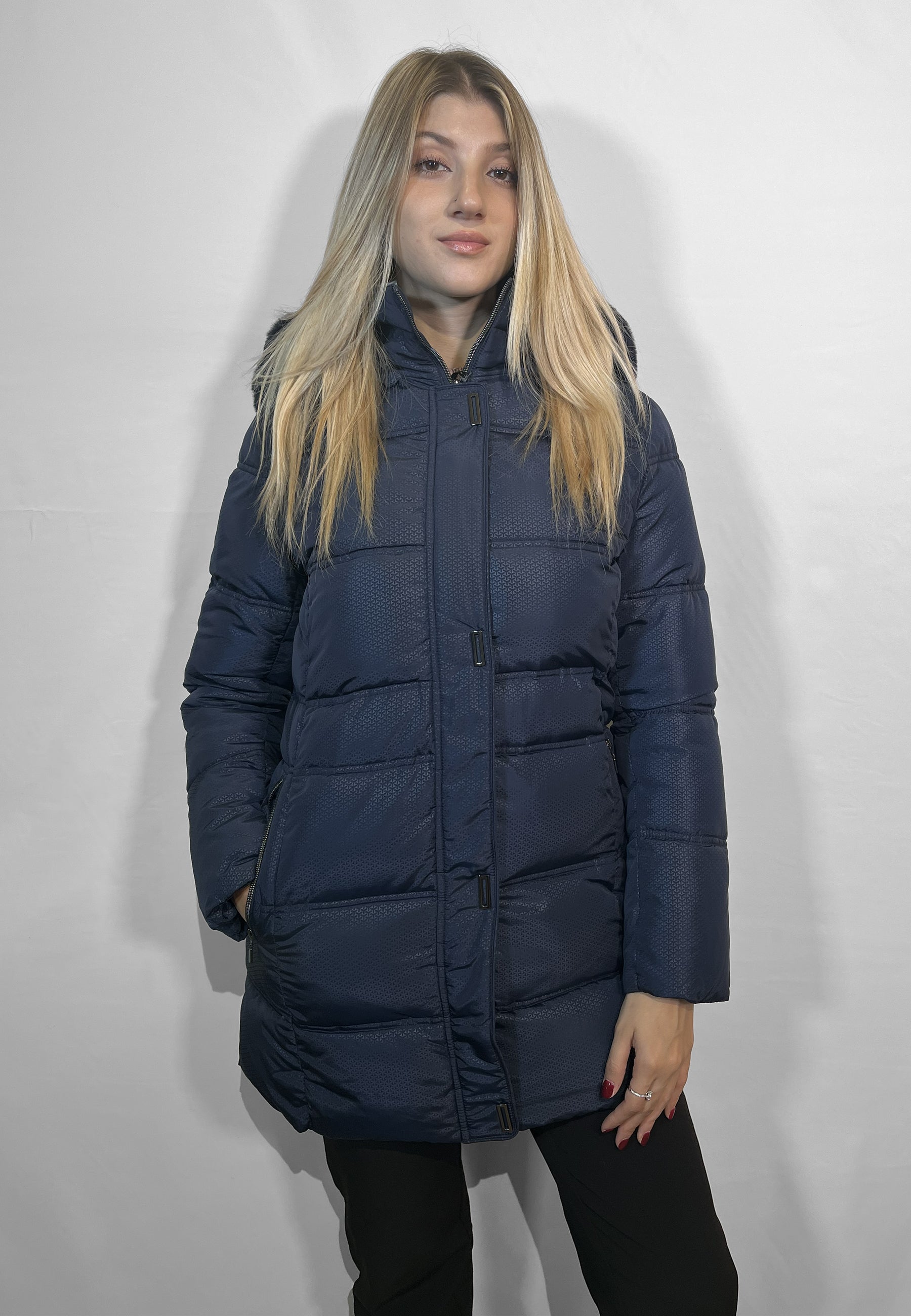 SATINETTE Piumino Donna Lungo Imbottitura Termica Tessuto Stampato ART. FLORIANA 017