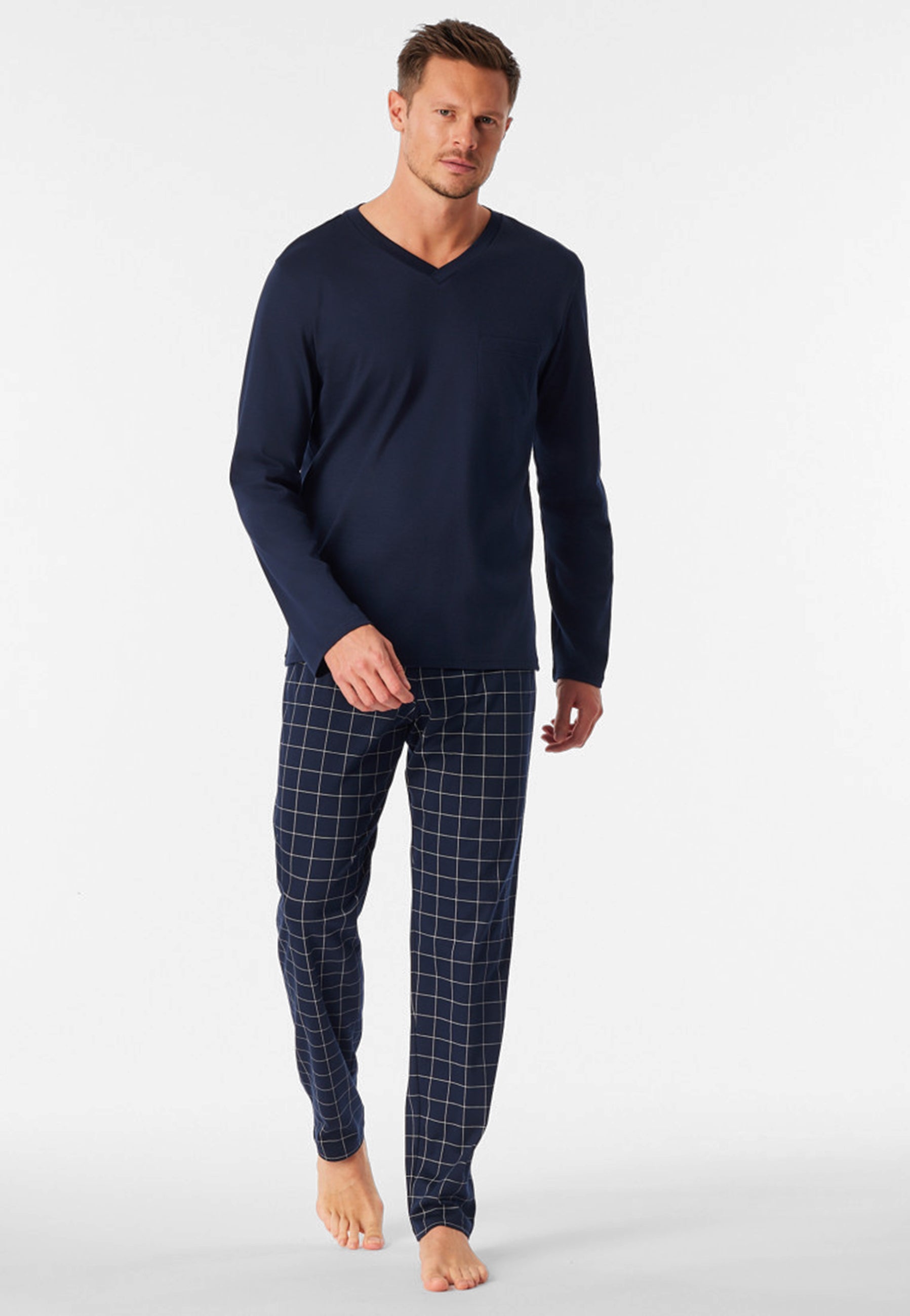 SCHIESSER PIGIAMA UOMO APERTO, MANICA LUNGA E PANTALONE IN NAVETTA SCHIESSER PIGIAMA UOMO APERTO, MANICA LUNGA E PANTALONE IN NAVETTA