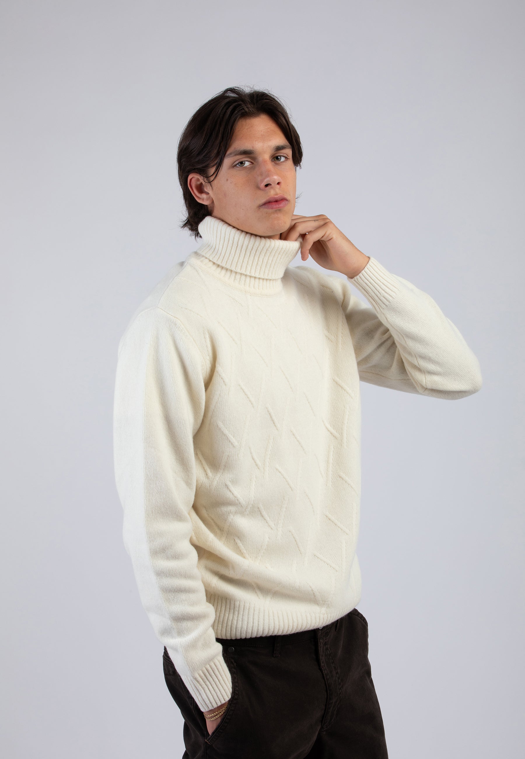 Cashmere Maglia Microfibra Collo Alto Outfit Dolcevita Microfibra