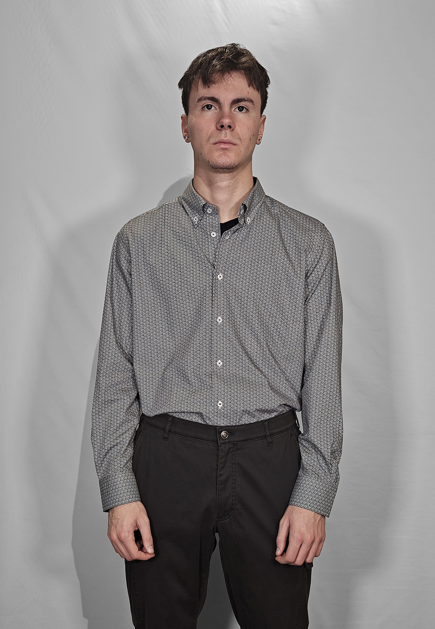 Camicie da uomo a maniche lunghe con cravatta, Grigio, XXL Camicie da uomo a maniche lunghe con cravatta, Grigio, XXL