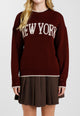 SUSY MIX Maglione con Scritta New York Donna Caldo Morbido Moda Inverno Qualità ART. 72105