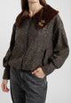 SUSY MIX Bomber Spinato Con Collo In Epelliccia Morbido Donna Inverno ART.S0062