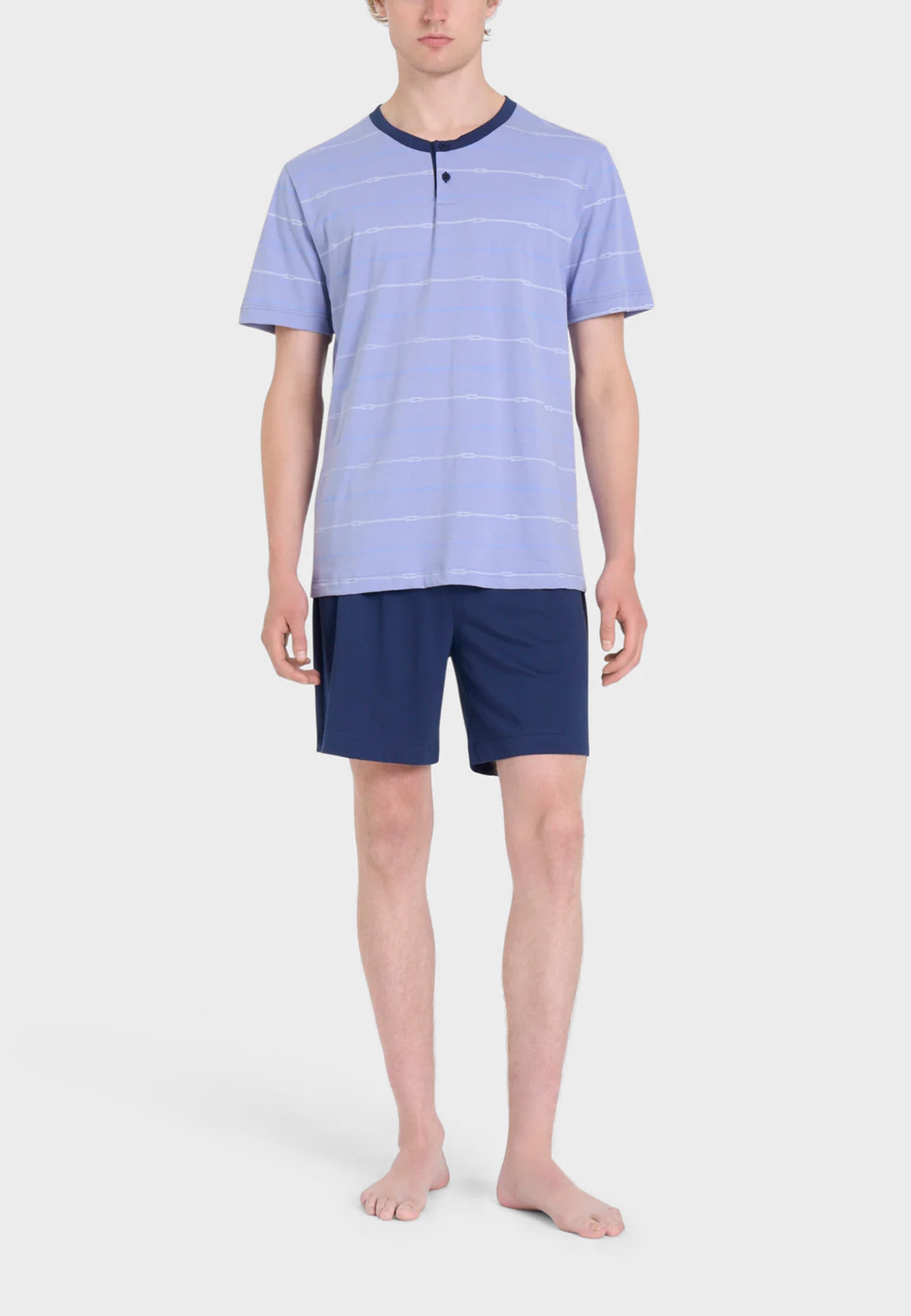 Pigiama Uomo Manica Corta Fantasia Righe 100% Cotone RAGNO U888ND